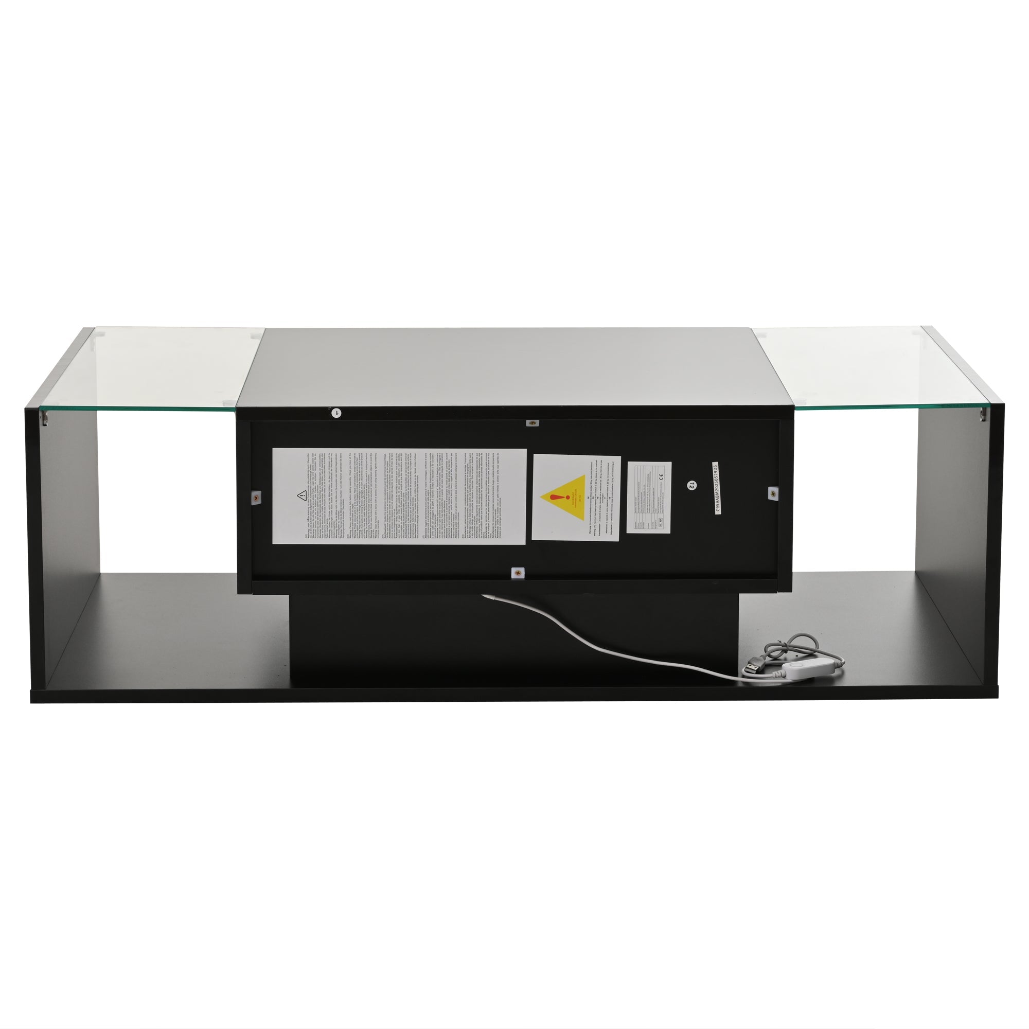 Logidon Zwarte hoogglans salontafel 100x50x31 cm met lade LED lichtstrip