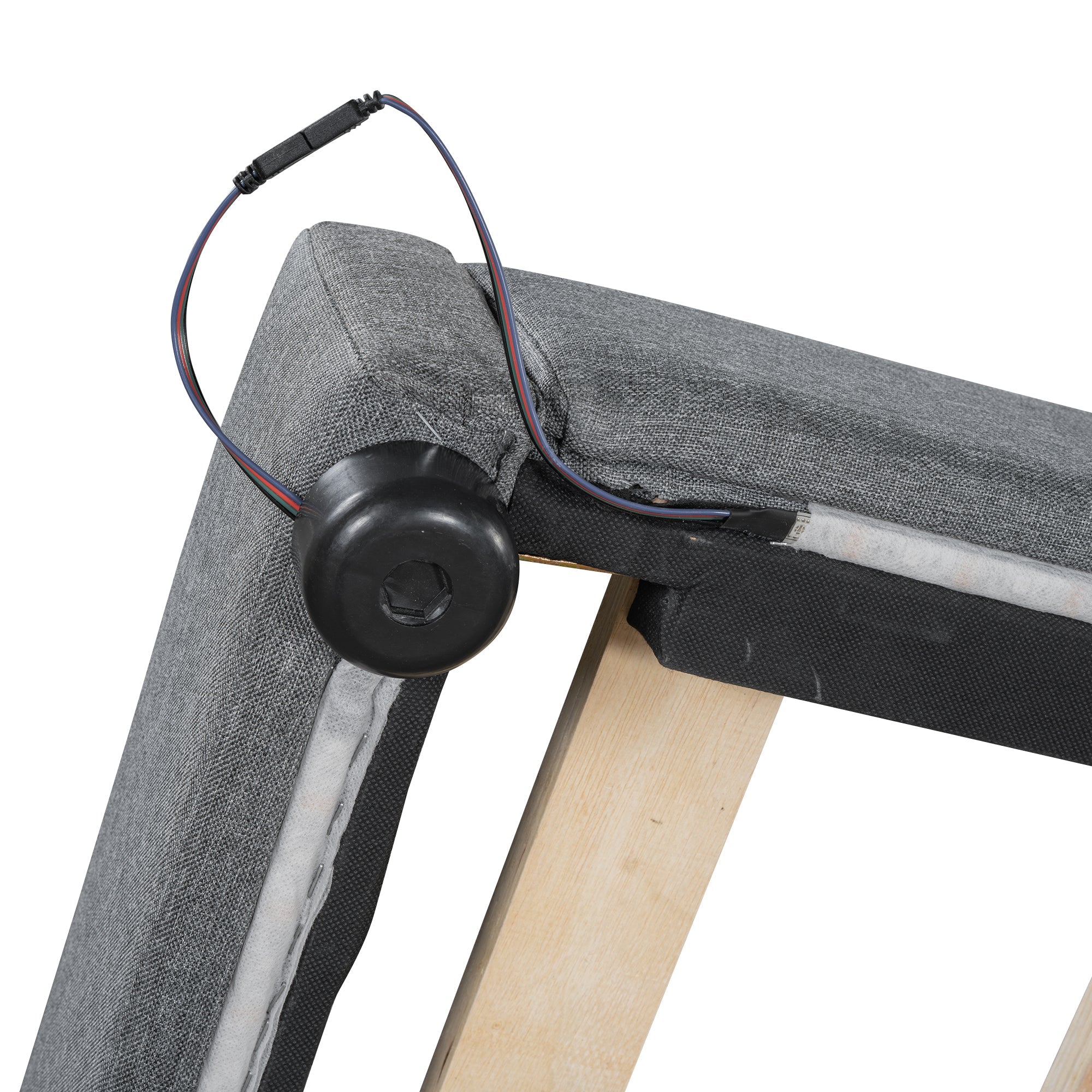 Logidon slaapbank 140x200 grijs met lattenbodem USB TypeC verlichting