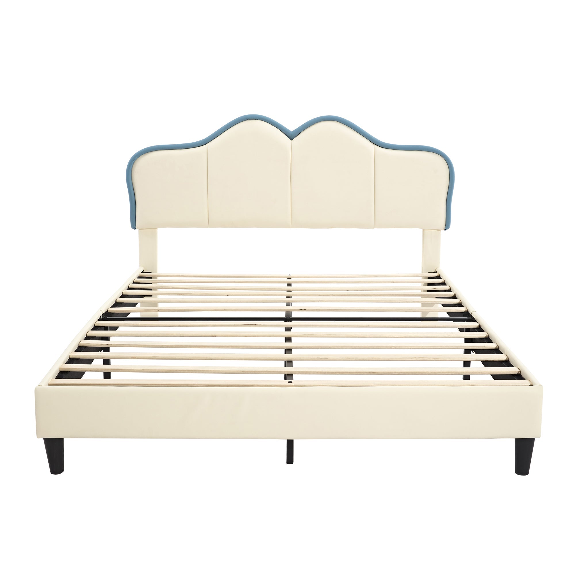 Logidon gestoffeerd bed 140x200 wit blauw met zachte beschermranden