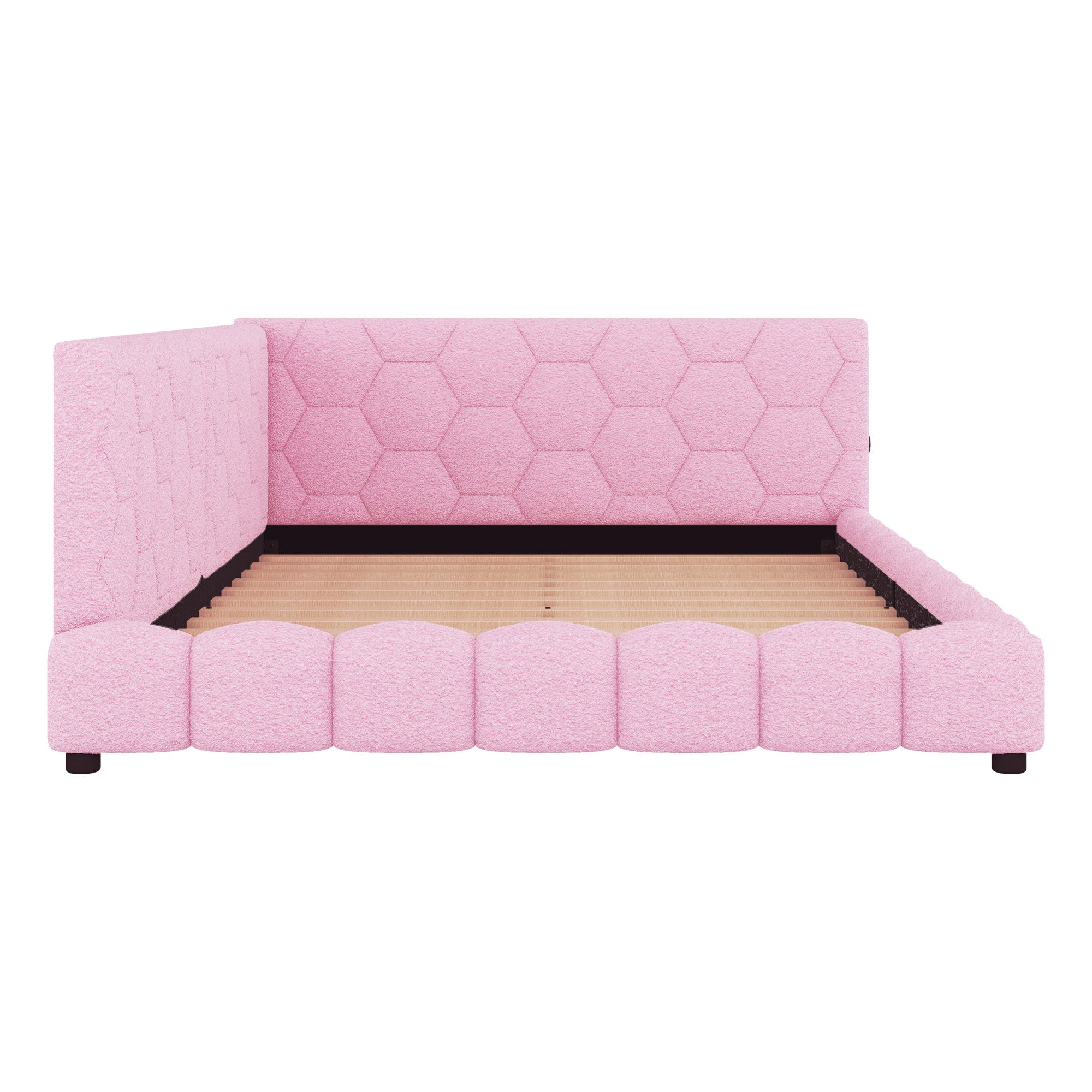 Logidon Daybed 140x200cm slaapbank roze fluweel met lattenbodem