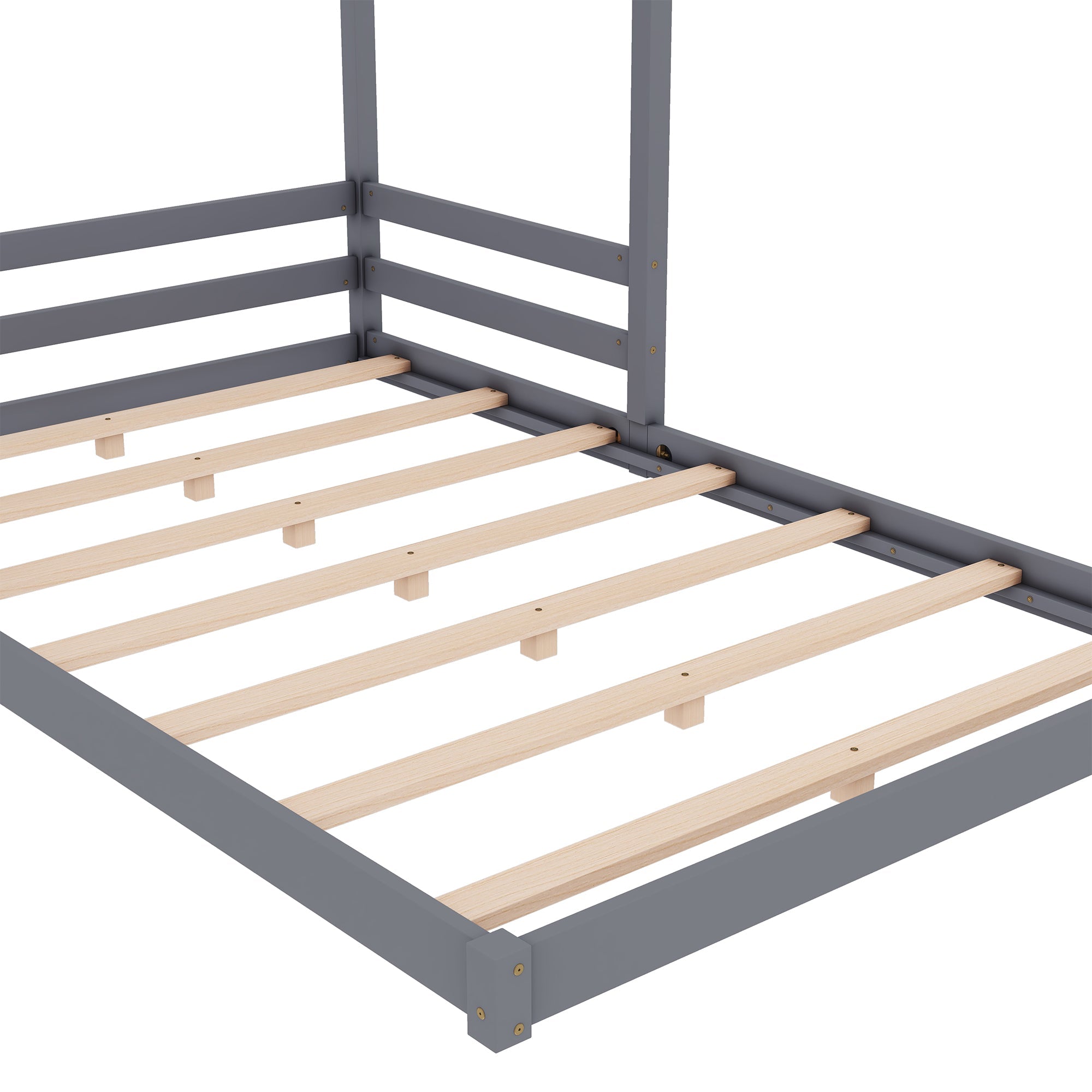 Logidon huisbed 140x200 grijs gemaakt van grenenhout met lattenbodem
