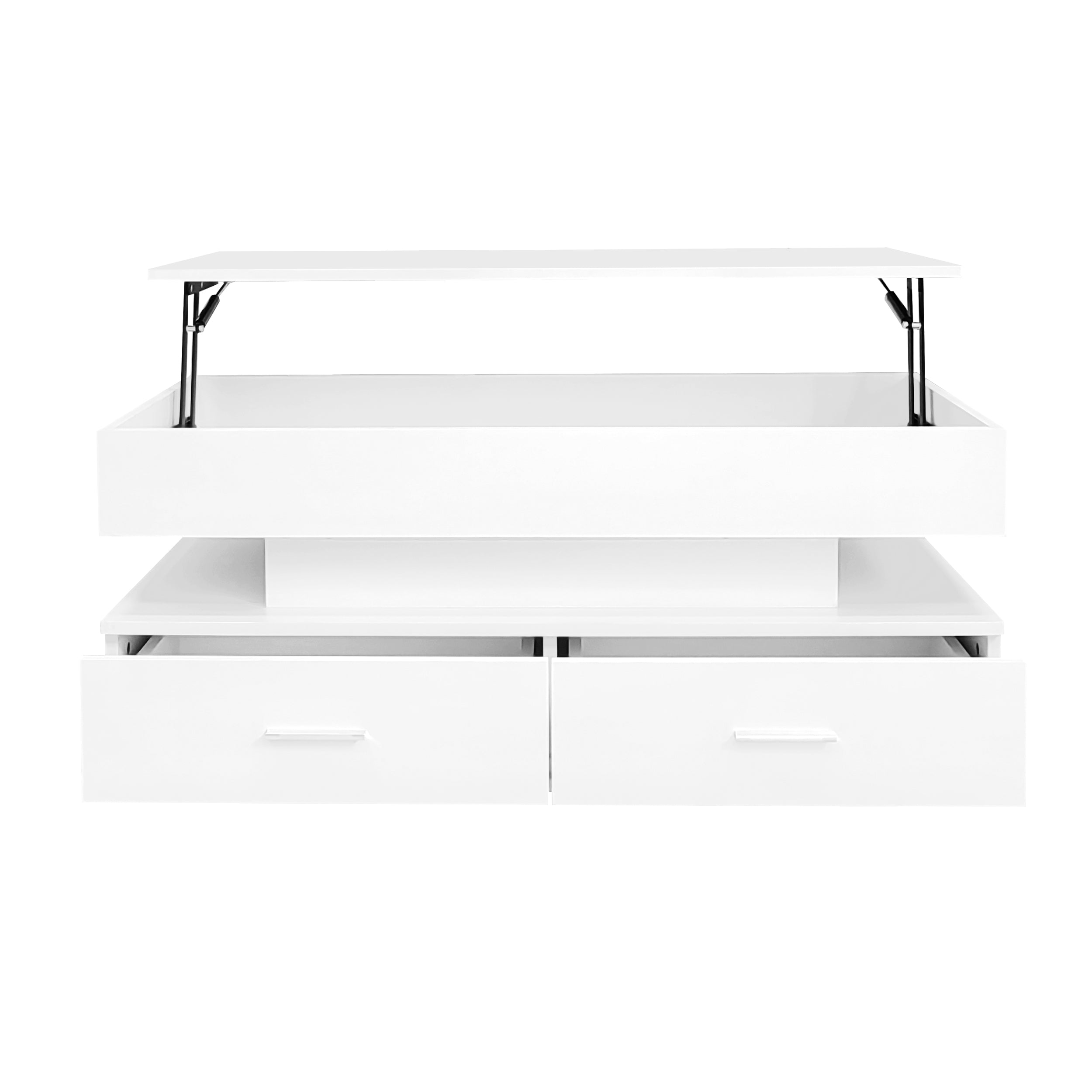Logidon Hydraulisch in hoogte verstelbare salontafel 100x50x44 cm Wit LED