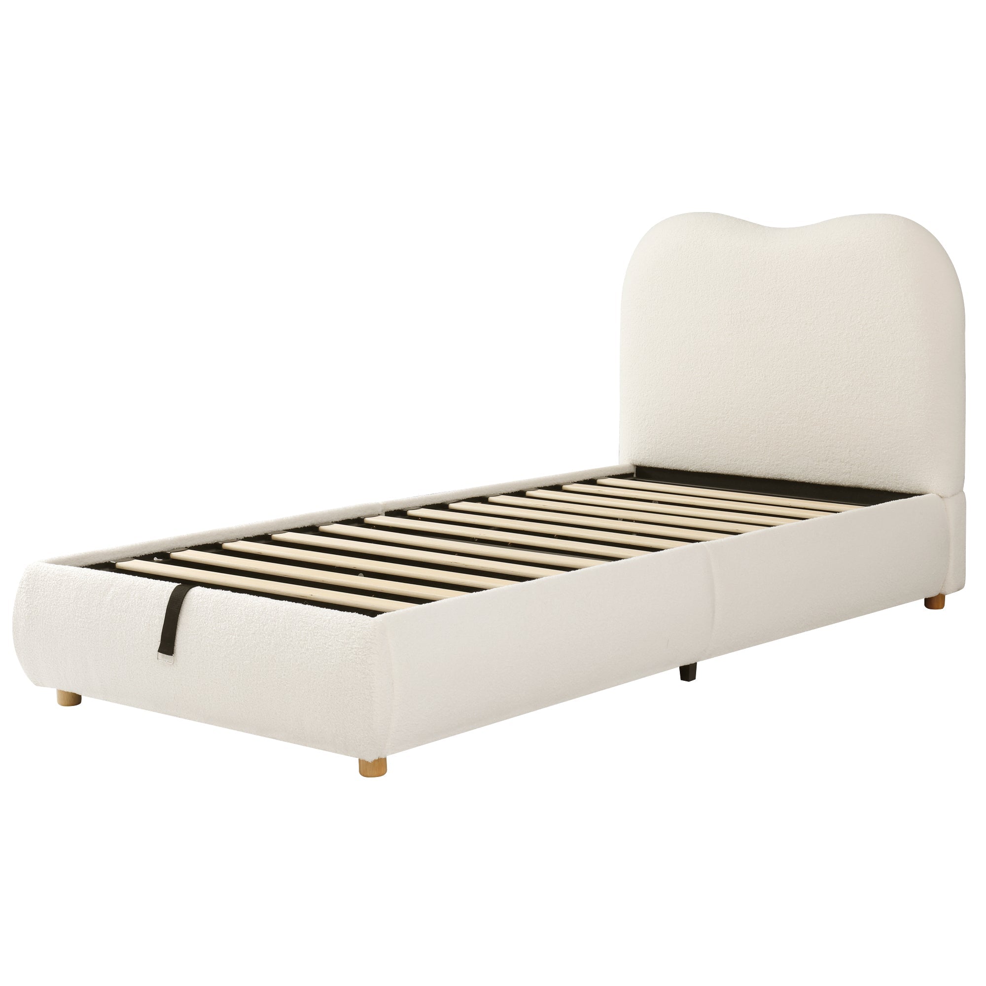 Logidon Hydraulisch Kinderbed 90 x 200 cm met Opbergruimte Beige Bouclé