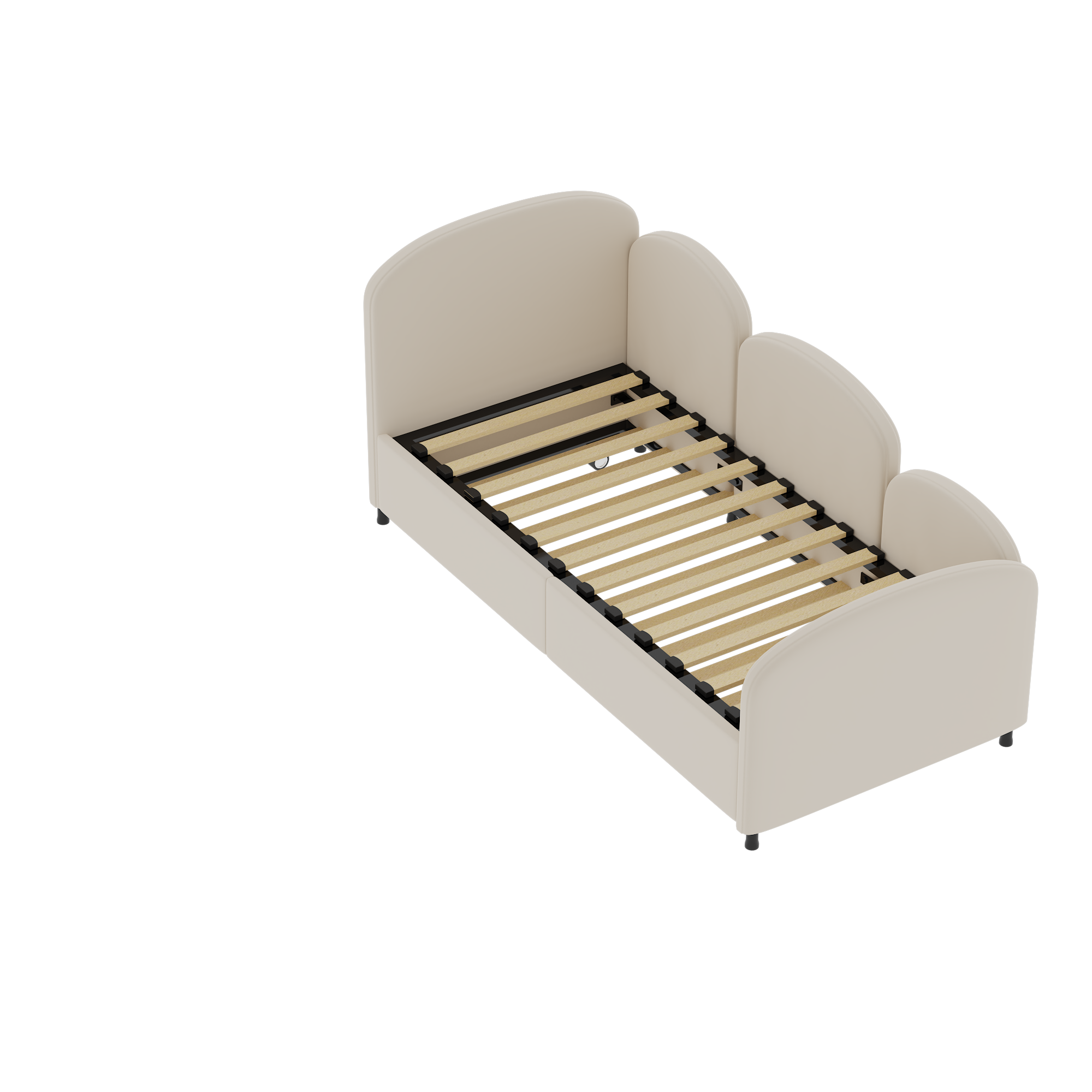 Logidon 2-persoonsbed, gestoffeerd met lades fluweelbeige