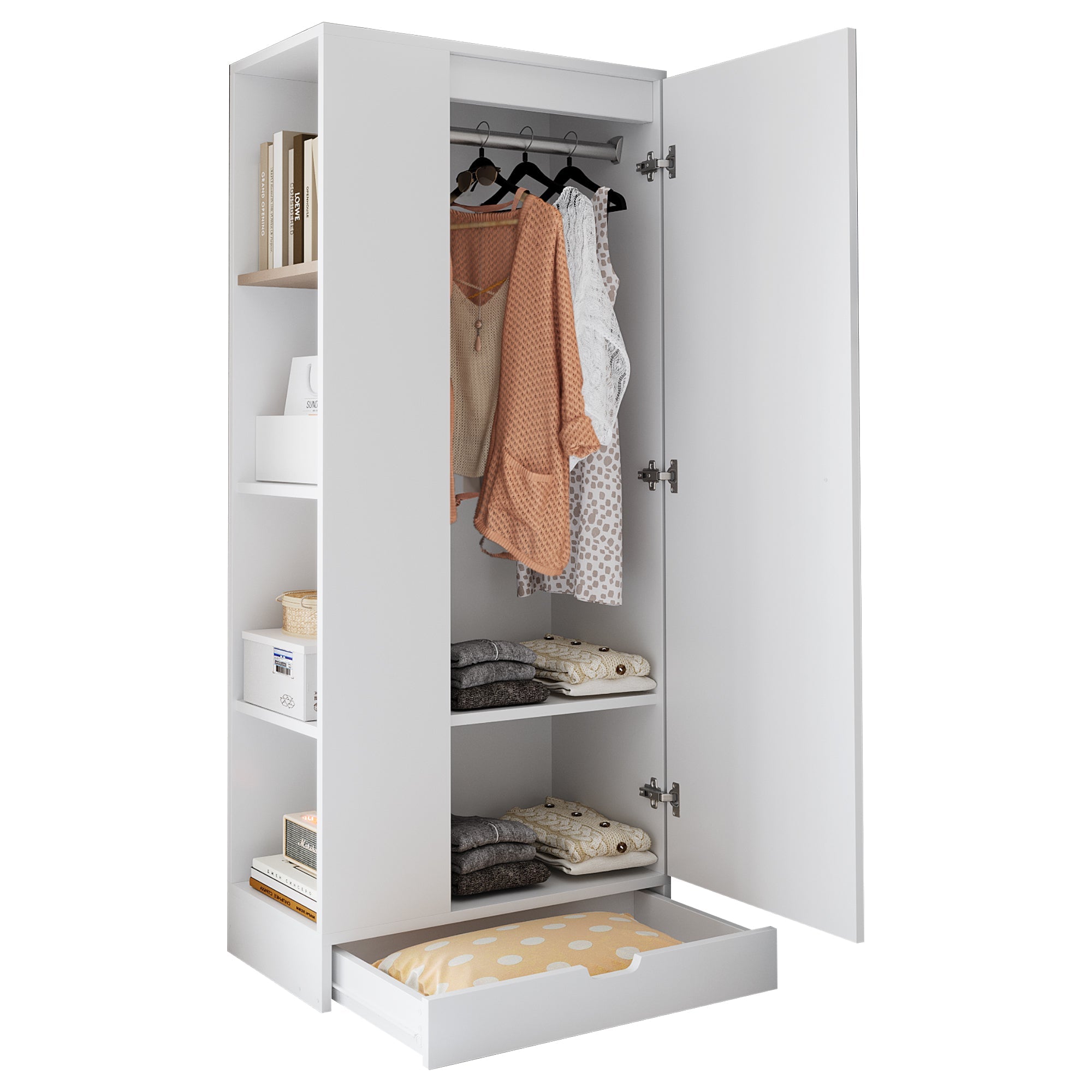 Logidon kledingkast 70x40x170 centimeter enkele deur planken wit