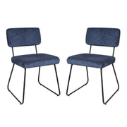 Logidon Melvin eetkamerstoelen set van 2 marineblauw gestreepte stof