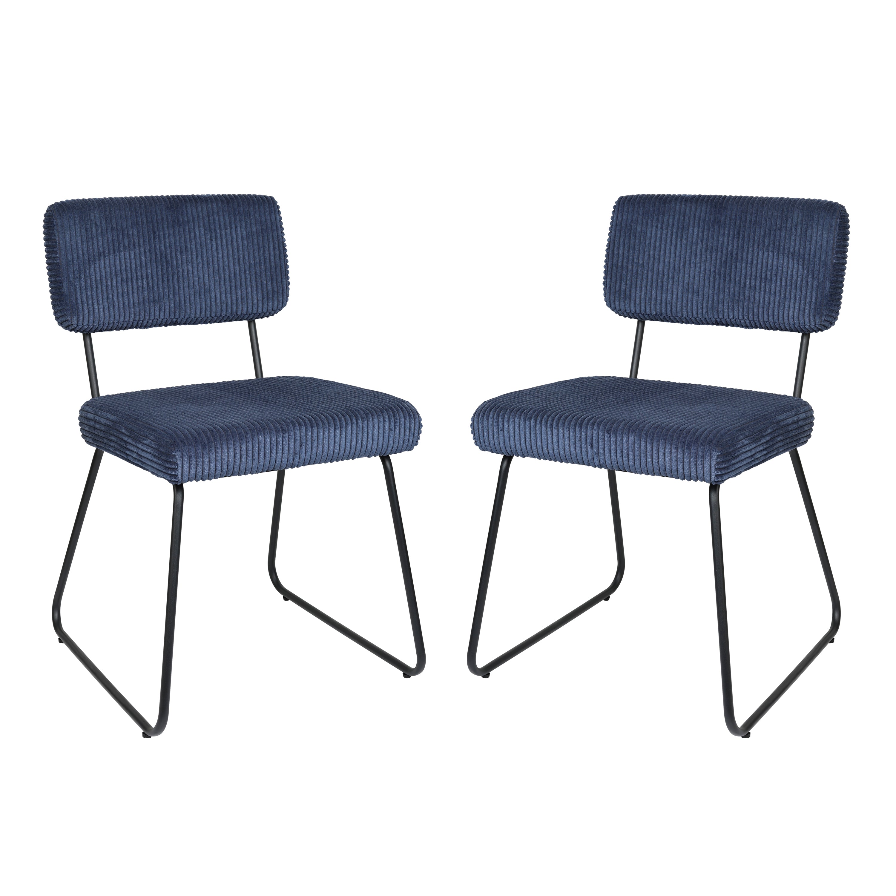Logidon Melvin eetkamerstoelen set van 2 marineblauw gestreepte stof