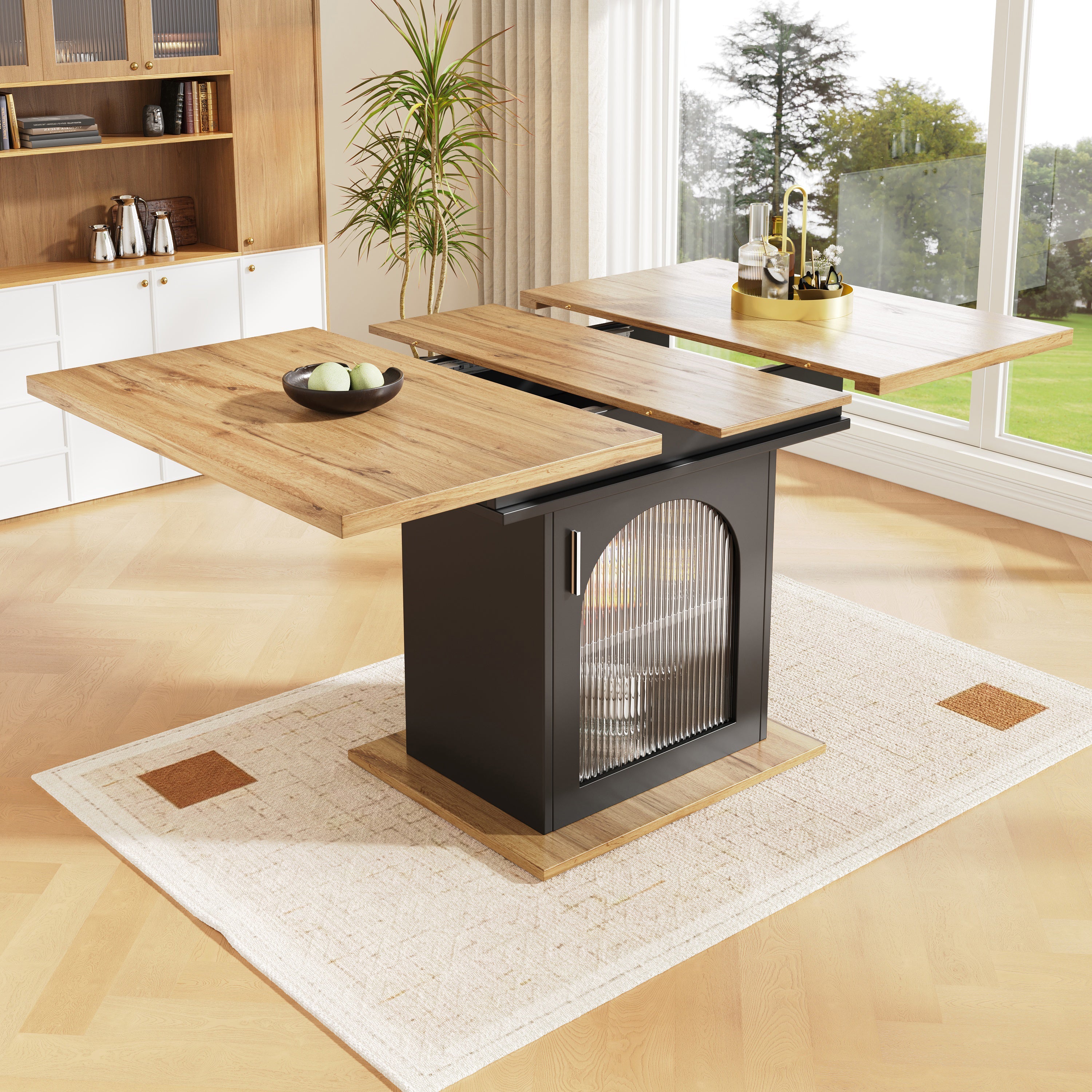 Logidon eettafel telescopische tafel 140×80 cm met drie opbergniveaus