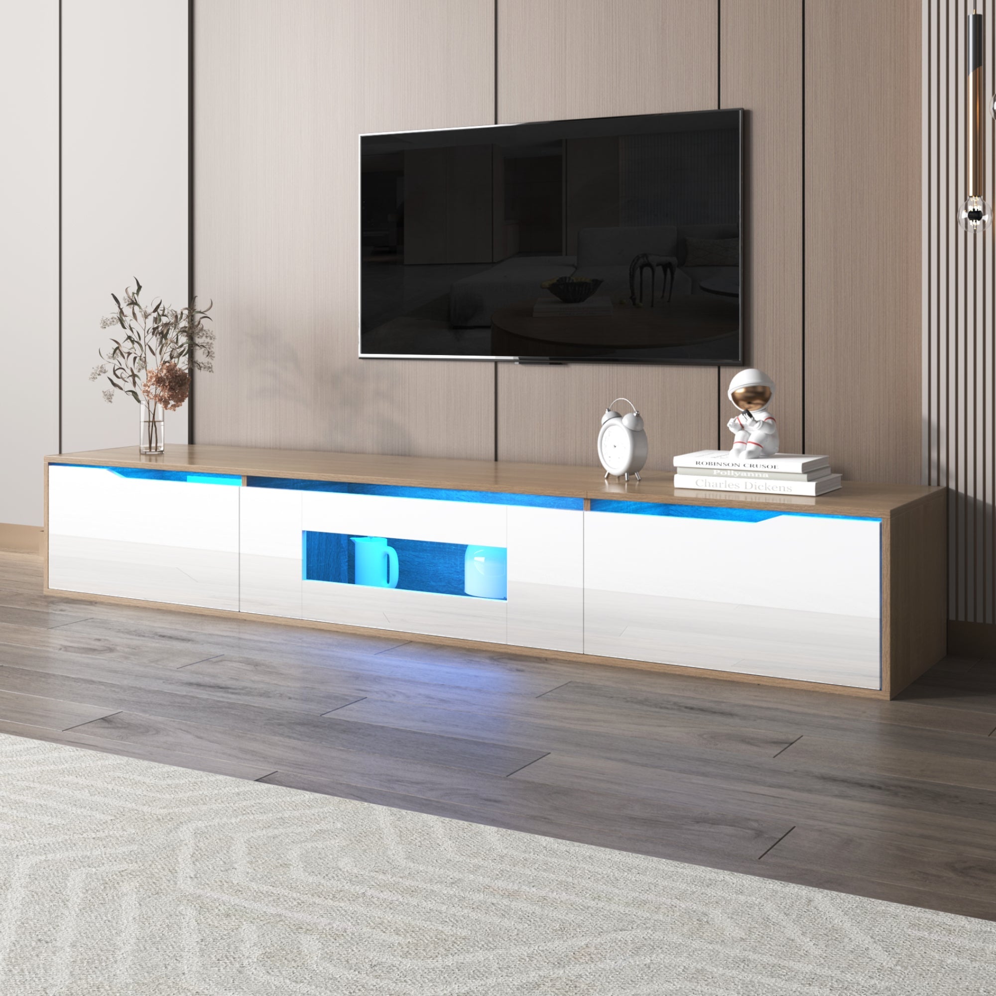 Logidon TV-meubel 180 cm hoogglans wit met kleurwisselende LED