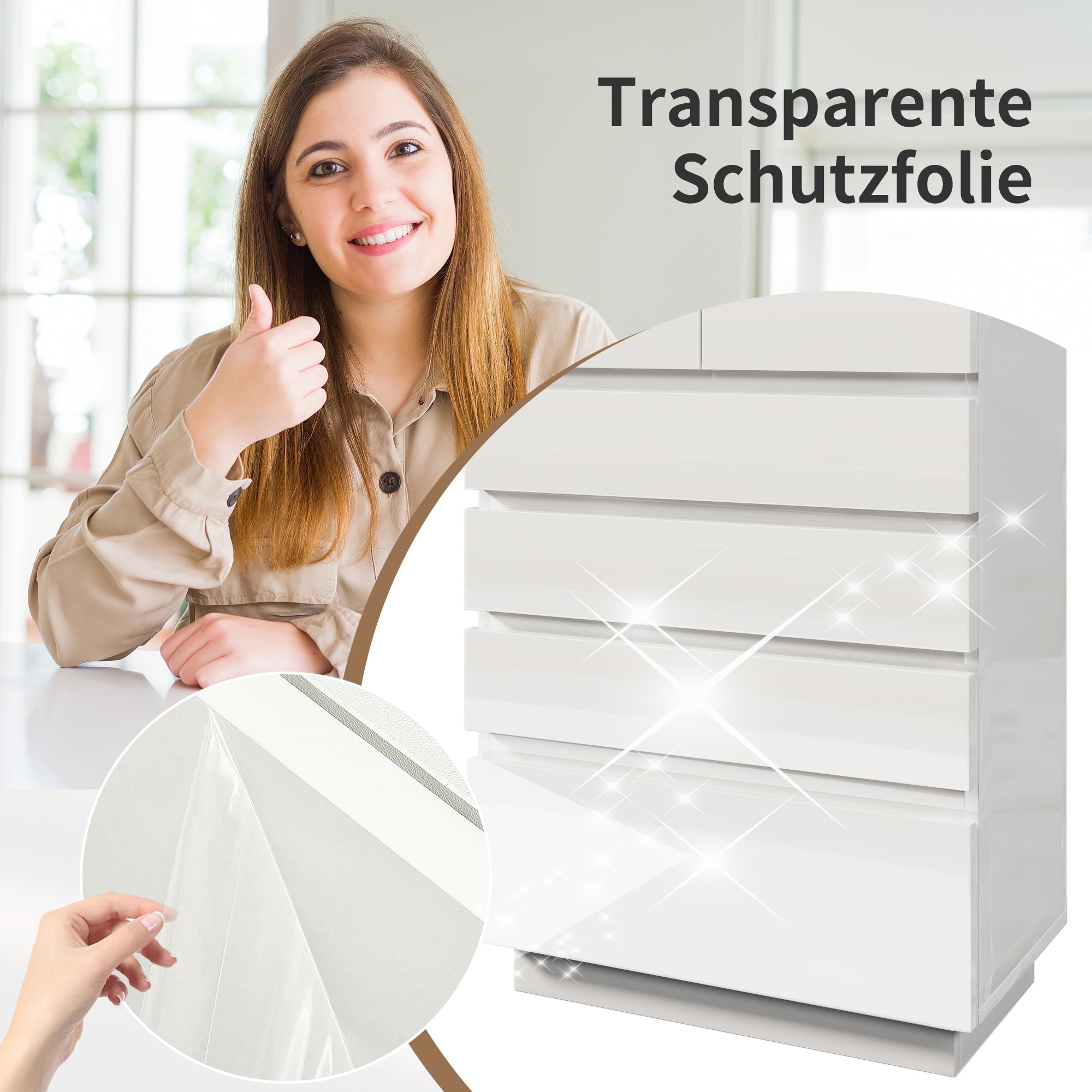Logidon sideboard 6 drawers white 115x73x39 cm LED app control