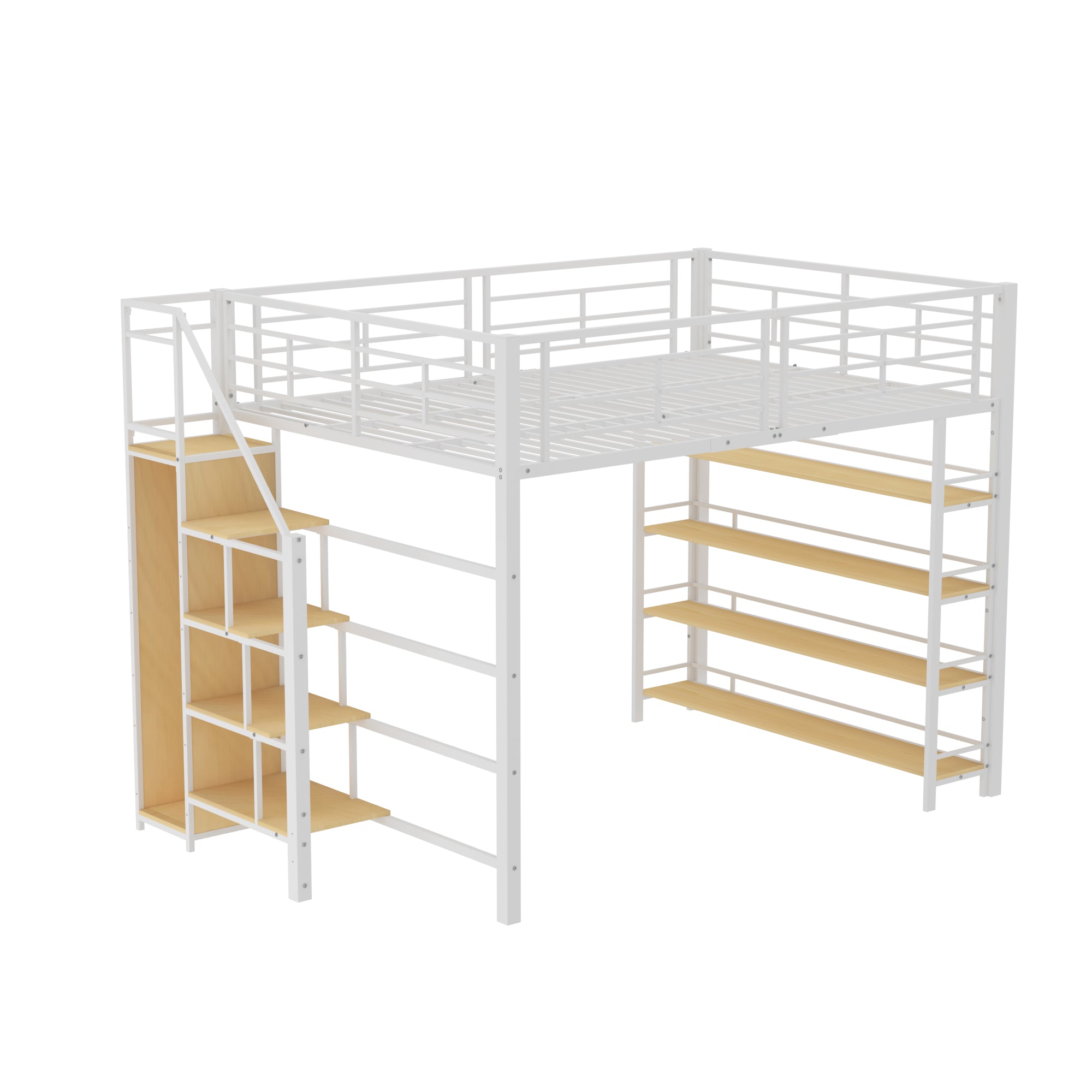 Logidon hoogslaper 140x200 met veiligheidstrap, opbergruimte, wit