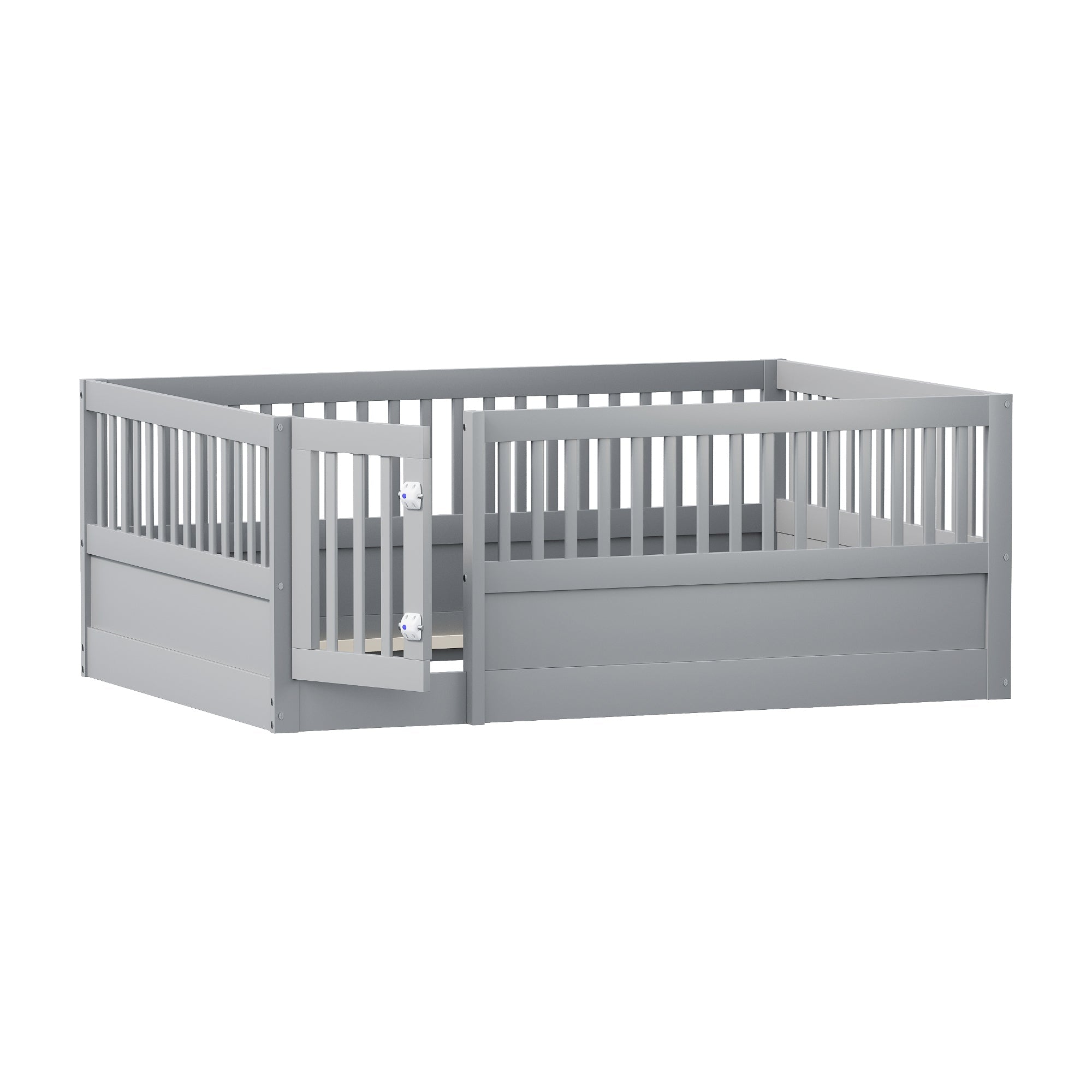 Logidon children's bed 140x200cm gray wooden bed frame with grid
