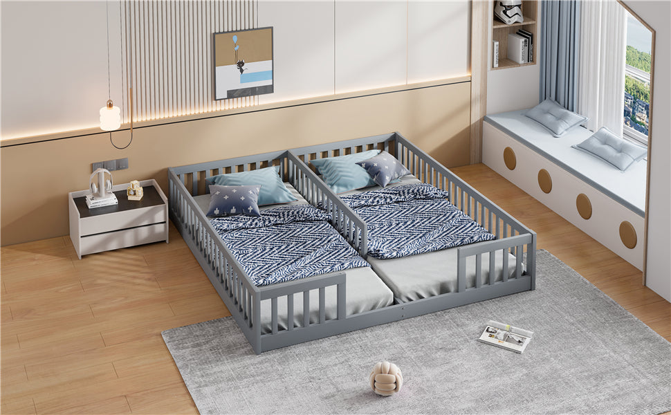 Logidon Upholstered Bed 90x200 cm Gray Children's Bed With Safety Gate