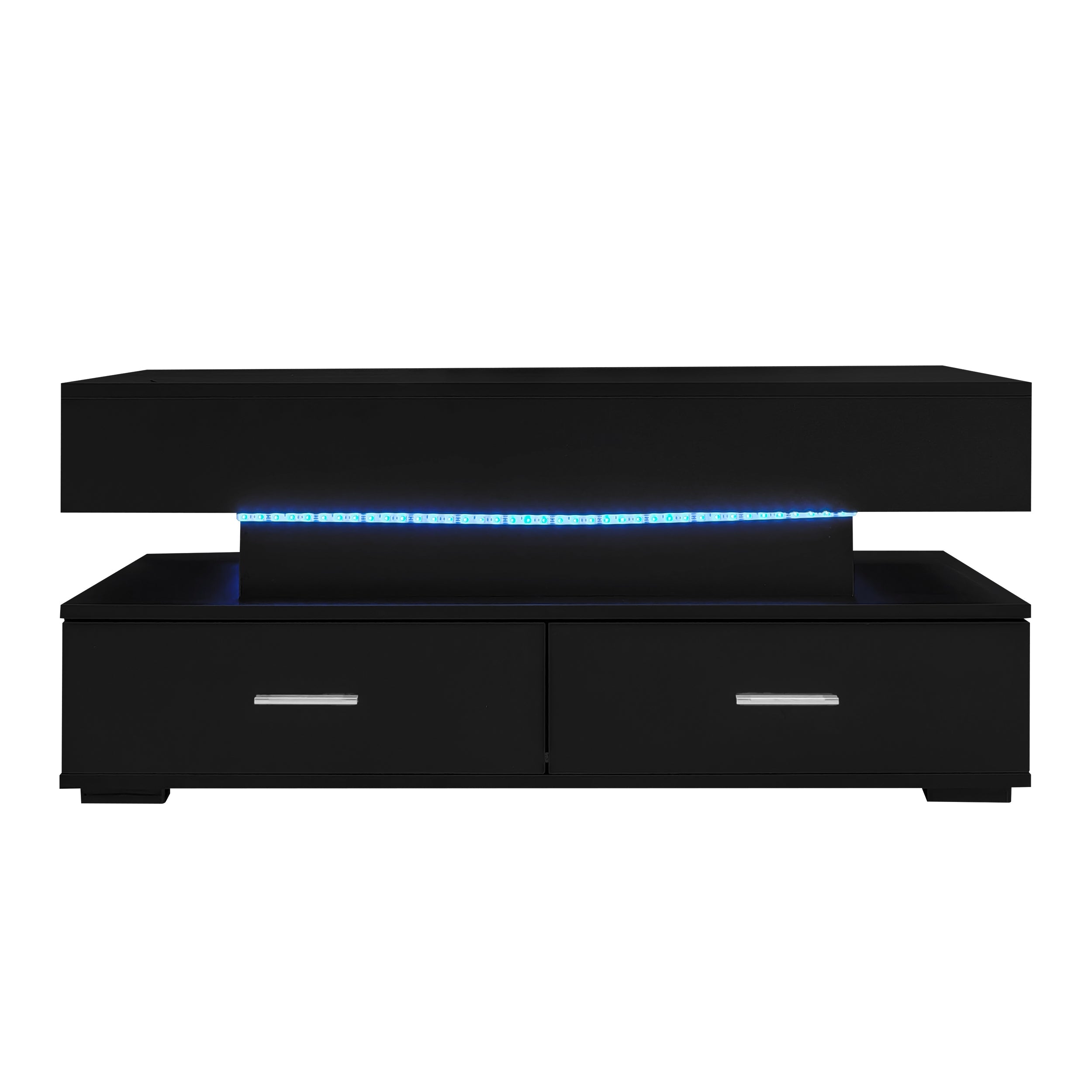 Logidon Verstelbare Salontafel 100x50x44 cm Zwart LED Verlichting