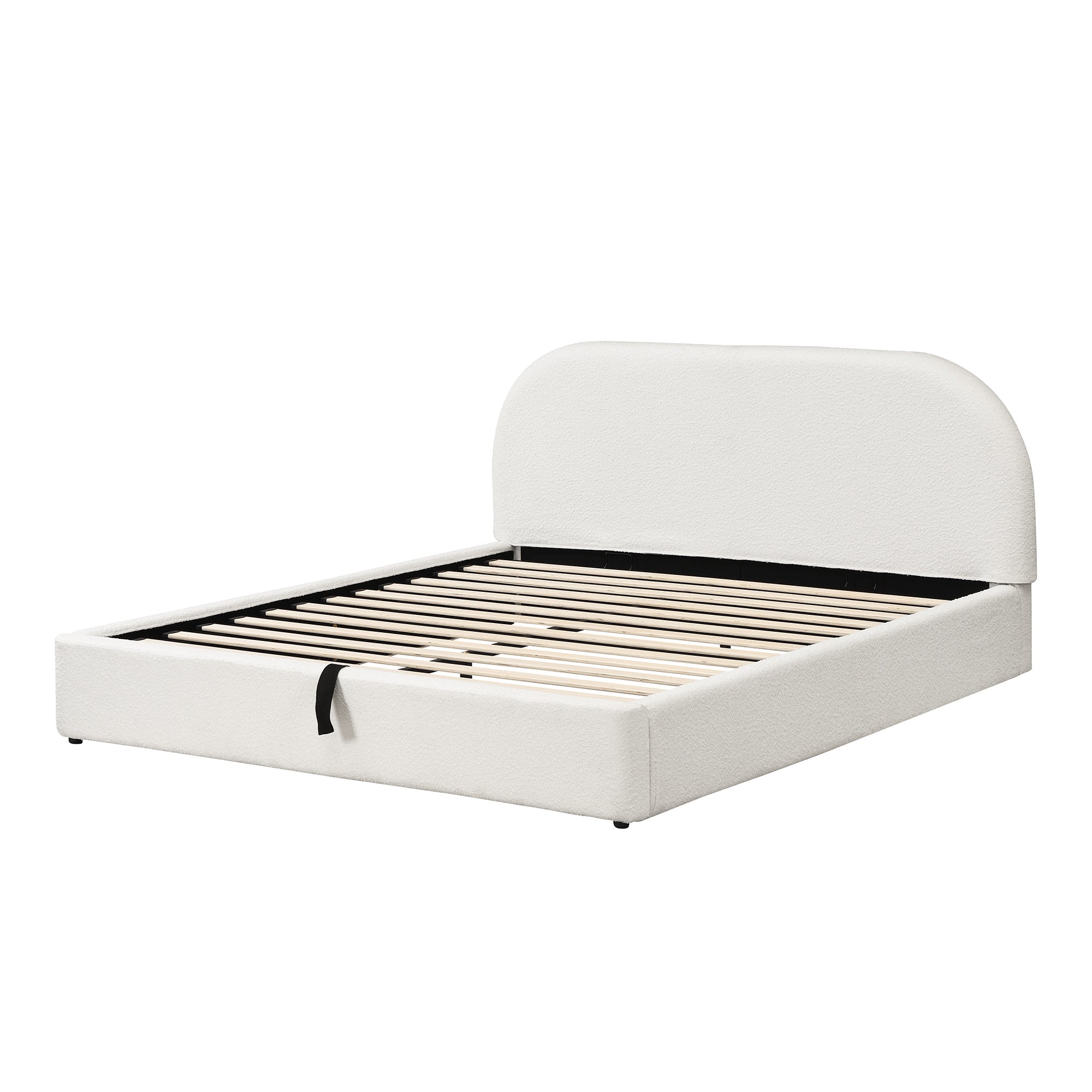 Logidon gestoffeerd bed 180x200 beige bouclé met opbergruimte hydraulische lift