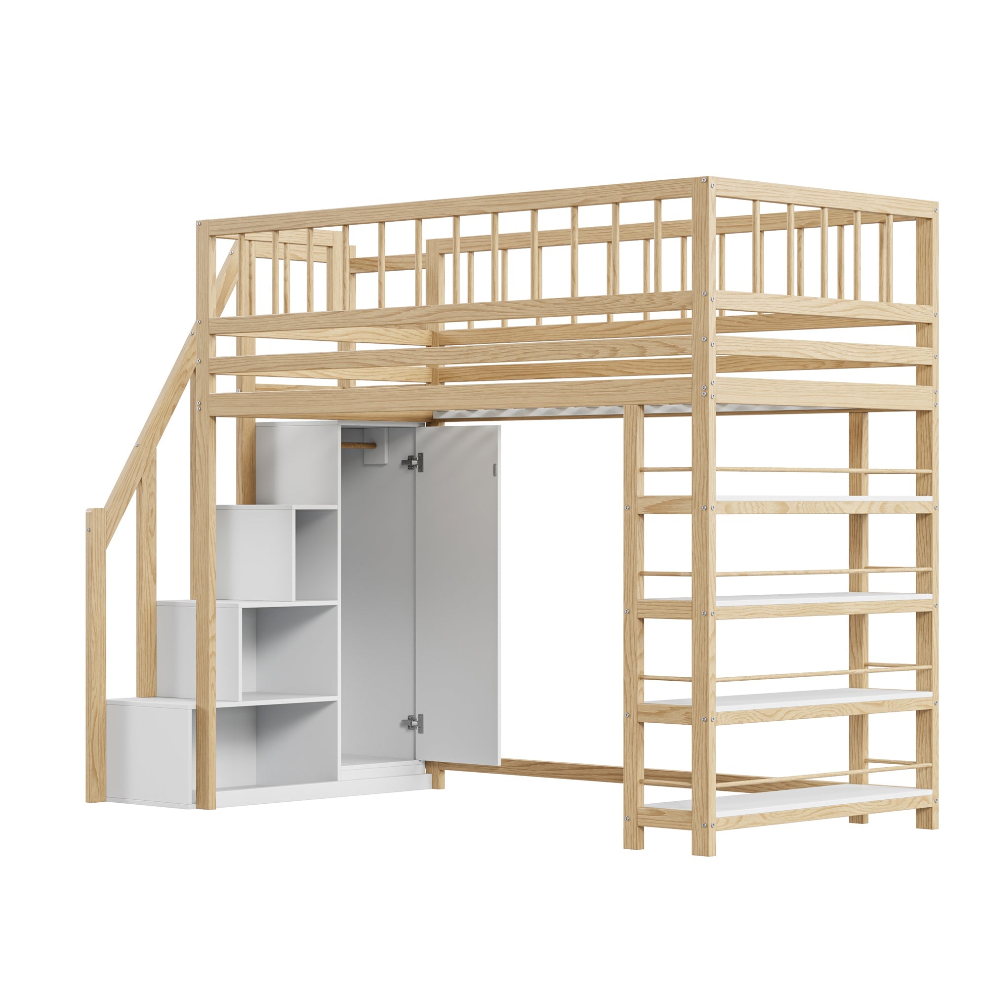 Logidon loft bed 90x200 cm with wardrobe and storage space combination bed