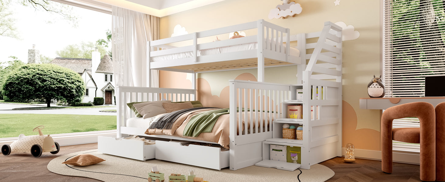 Logidon stapelbed 90x200 ruim 140x200 met opbergruimte wit