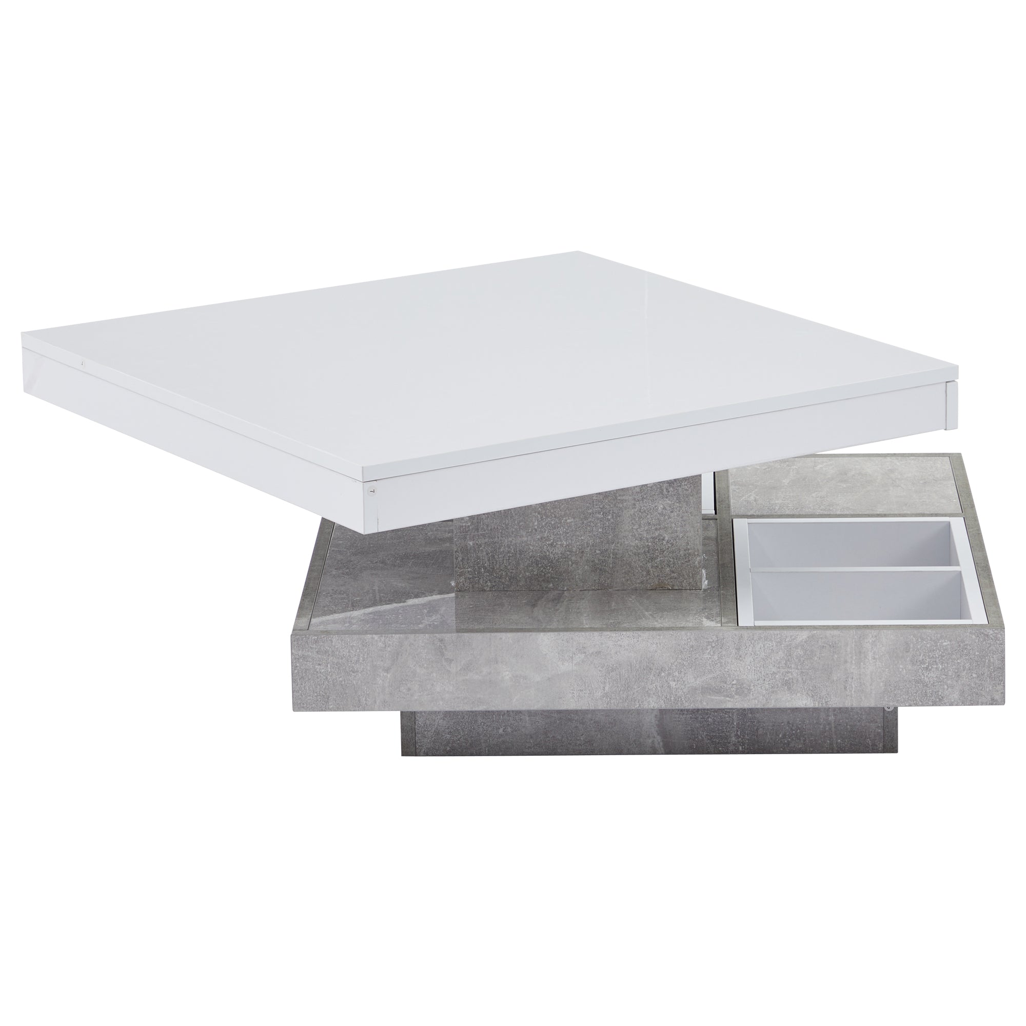 Logidon 360 graden draaibare salontafel 70x70x36 cm wit hoogglans