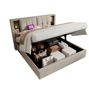 Logidon tweepersoonsbed 140x200 met draadloos opladen USB-C opbergruimte