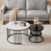 Logidon Moderne Nesting Salontafel Set van 2 Hoogglans Blad Zwart