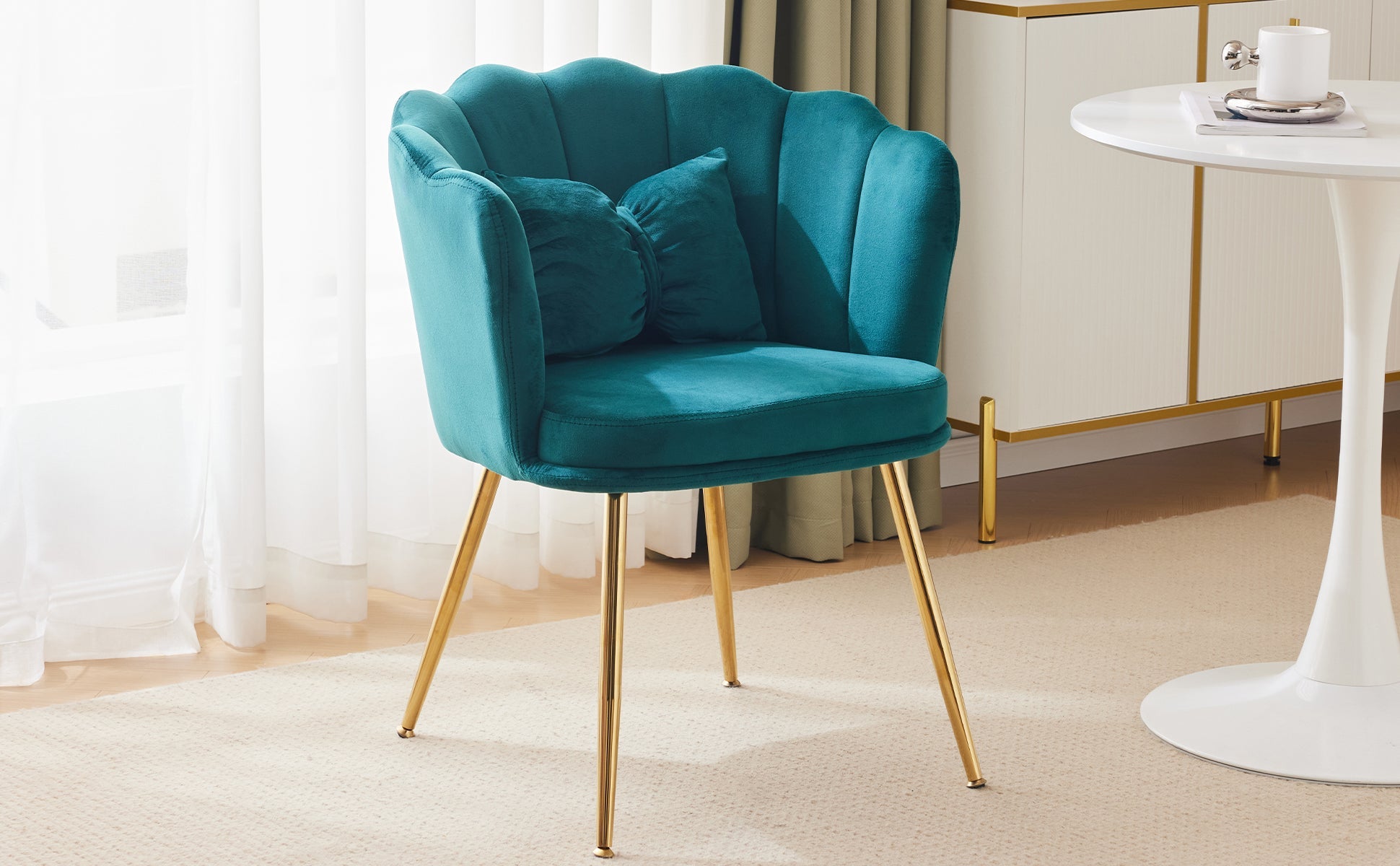 Logidon Modern Velvet Armchair Green With Gold Legs