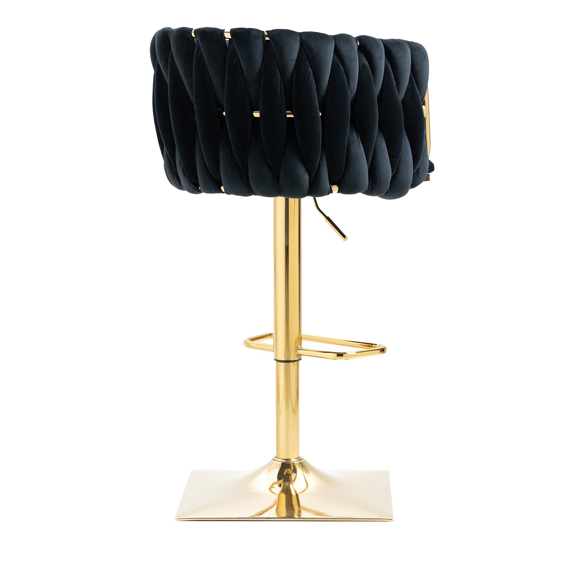 Logidon Vintage Bar Stool Velvet Black Adjustable Height Rotatable