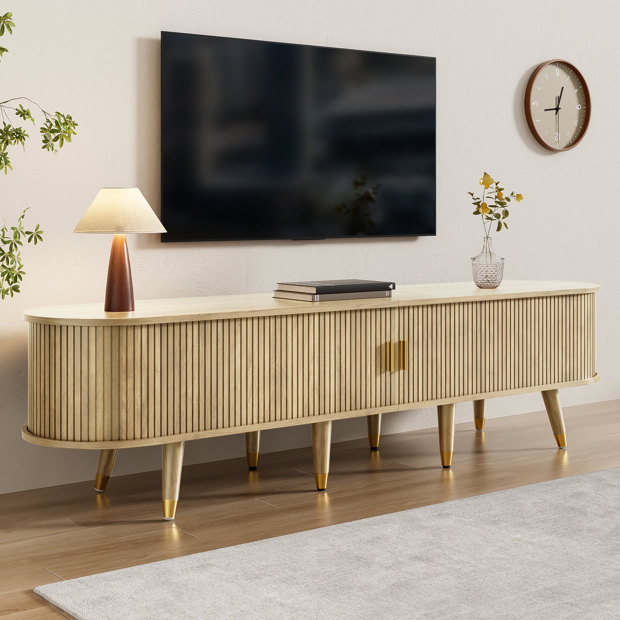 Logidon TV-meubel met schuifdeuren 175 centimeter bruin MDF lowboard