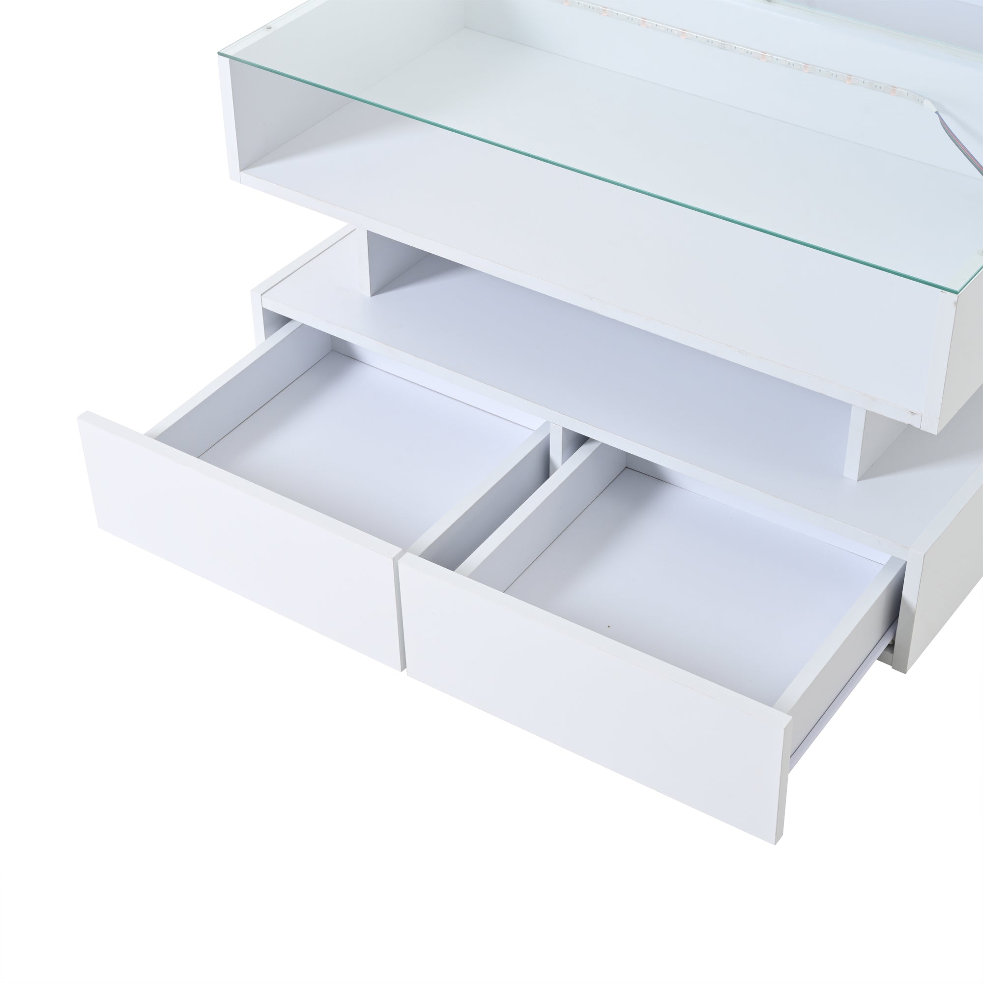 Logidon In hoogte verstelbare salontafel 80x80 cm witte LED opbergruimte