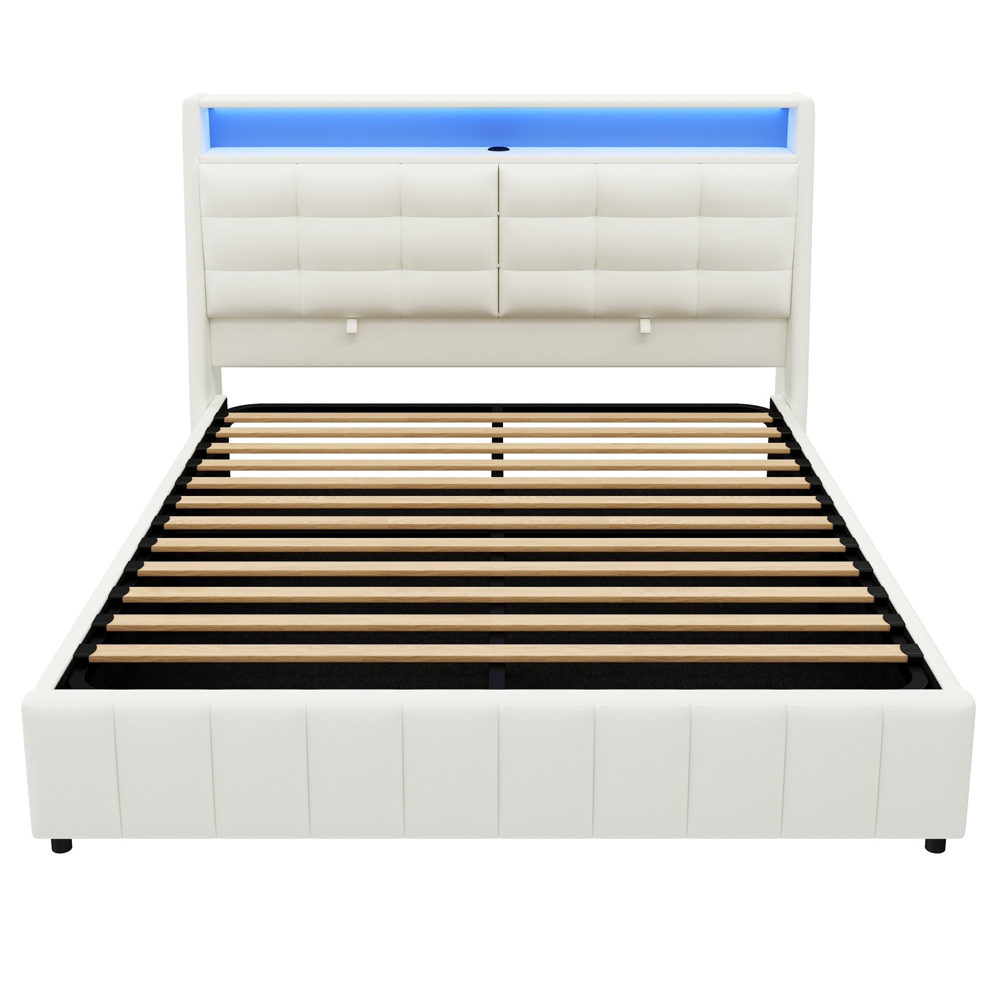 Logidon gewatteerd platformbed 160x200 met LED-licht en USB wit