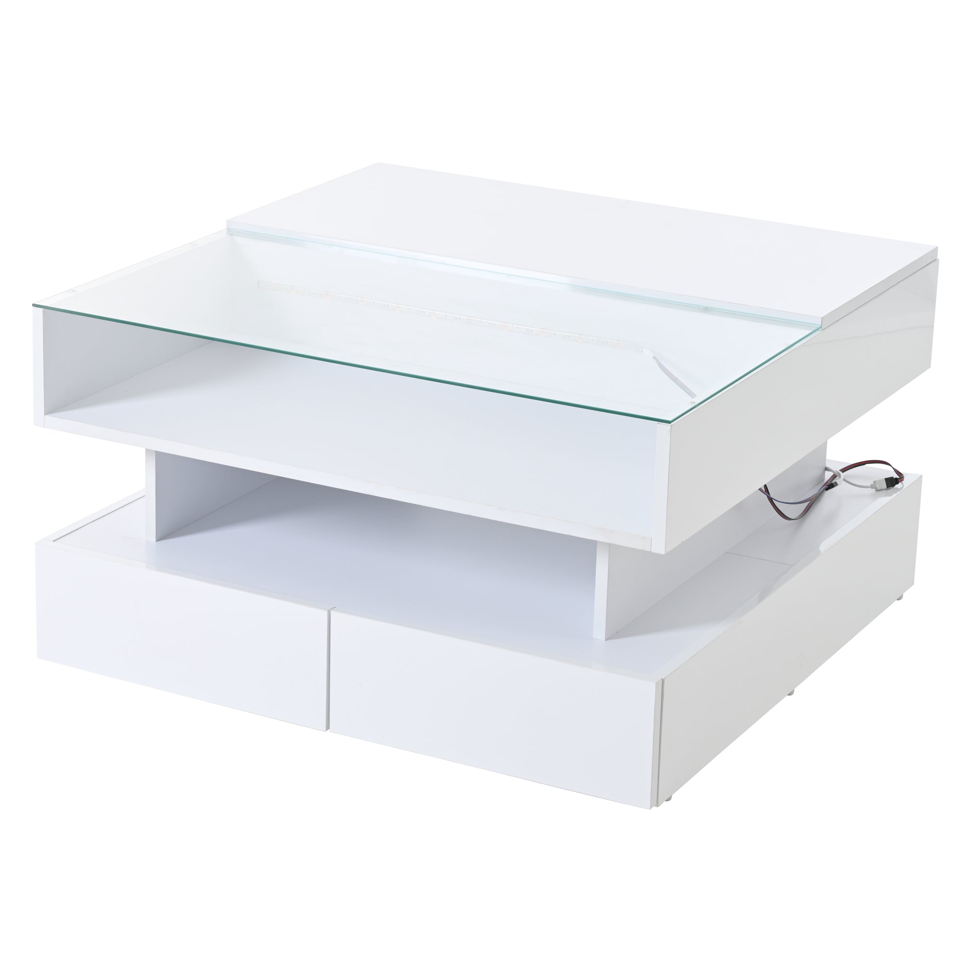 Logidon In hoogte verstelbare salontafel 80x80 cm witte LED opbergruimte