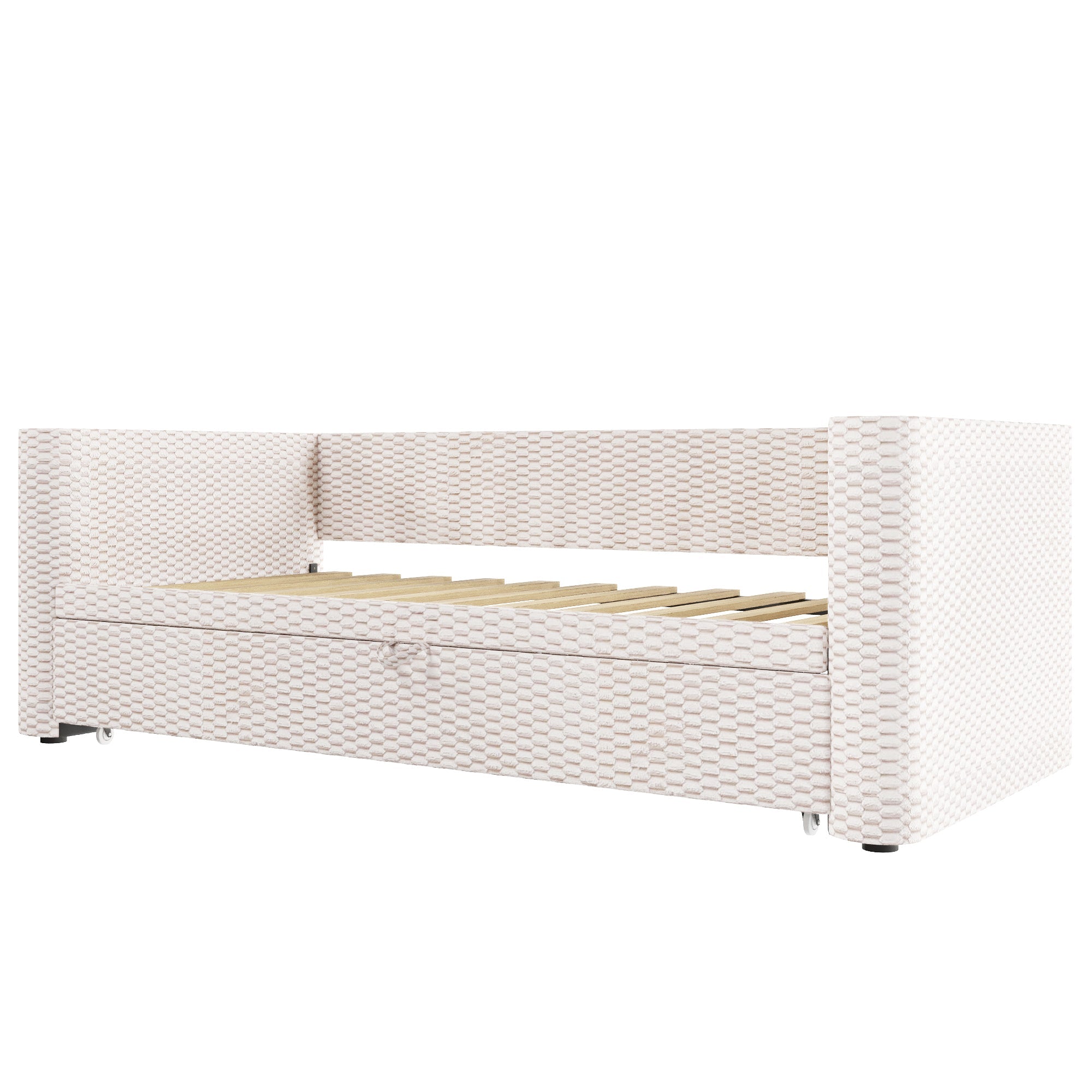 Logidon dagbed slaapbank beige fluweel 90x200/180x200 LED