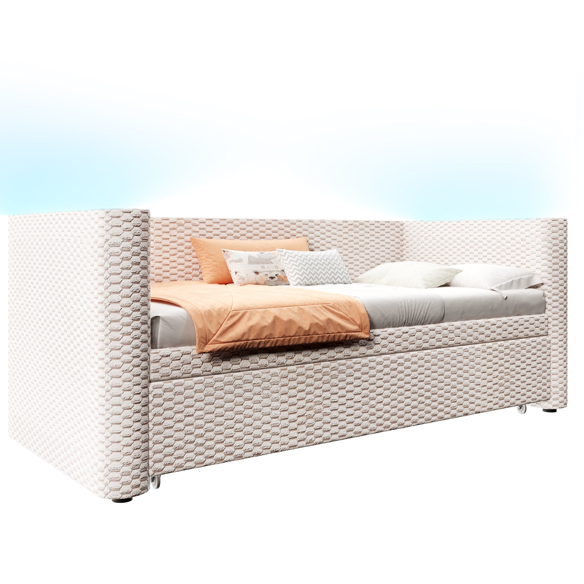 Logidon dagbed slaapbank beige fluweel 90x200/180x200 LED