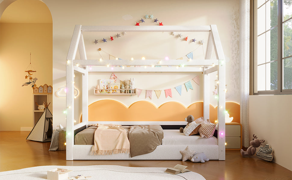 Logidon Gestoffeerd Dagbed 90x200 cm Beige Met LED Lichtstrips