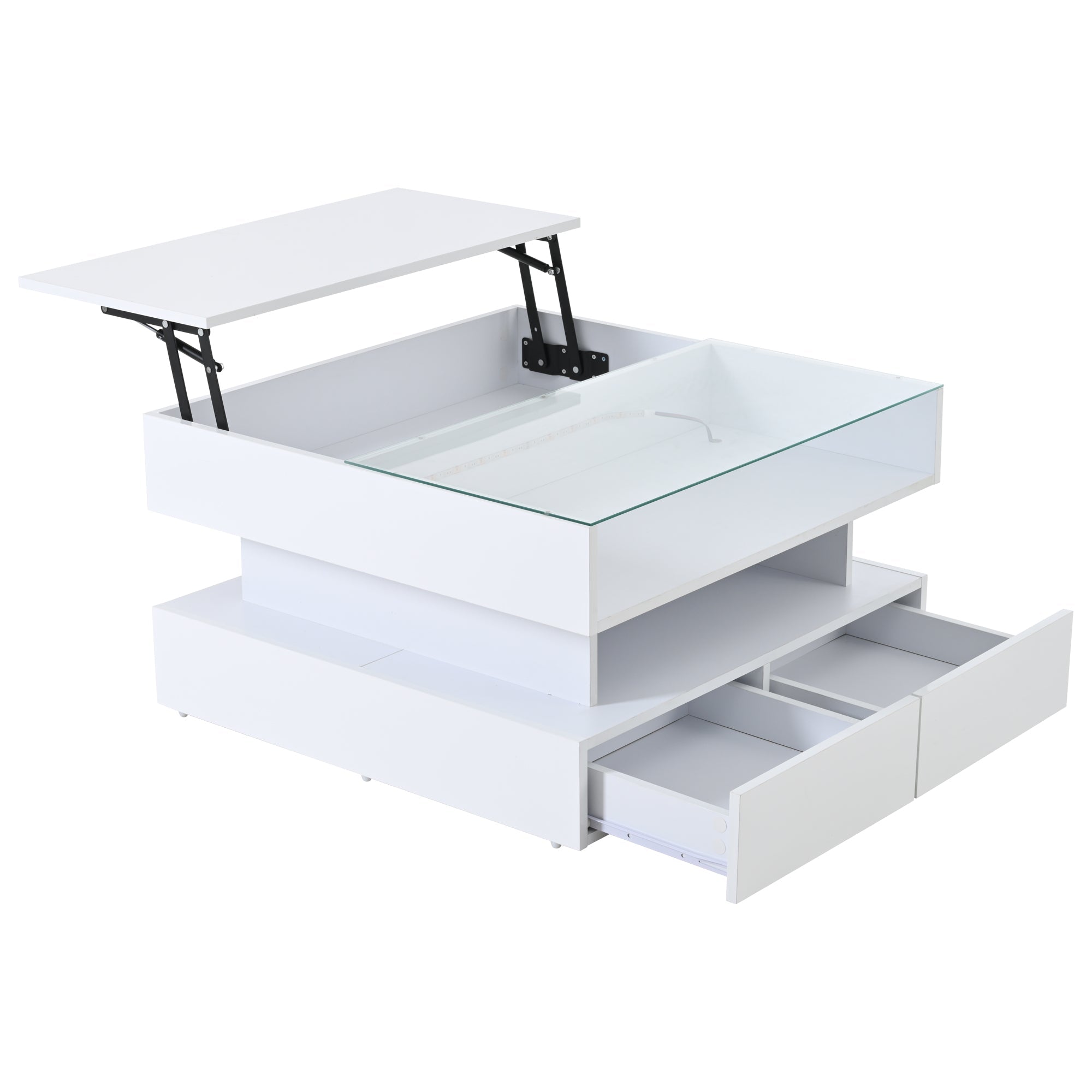 Logidon In hoogte verstelbare salontafel 80x80 cm witte LED opbergruimte