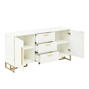 Logidon dressoir wit visgraatpatroon 145x40x75 cm 3 lades