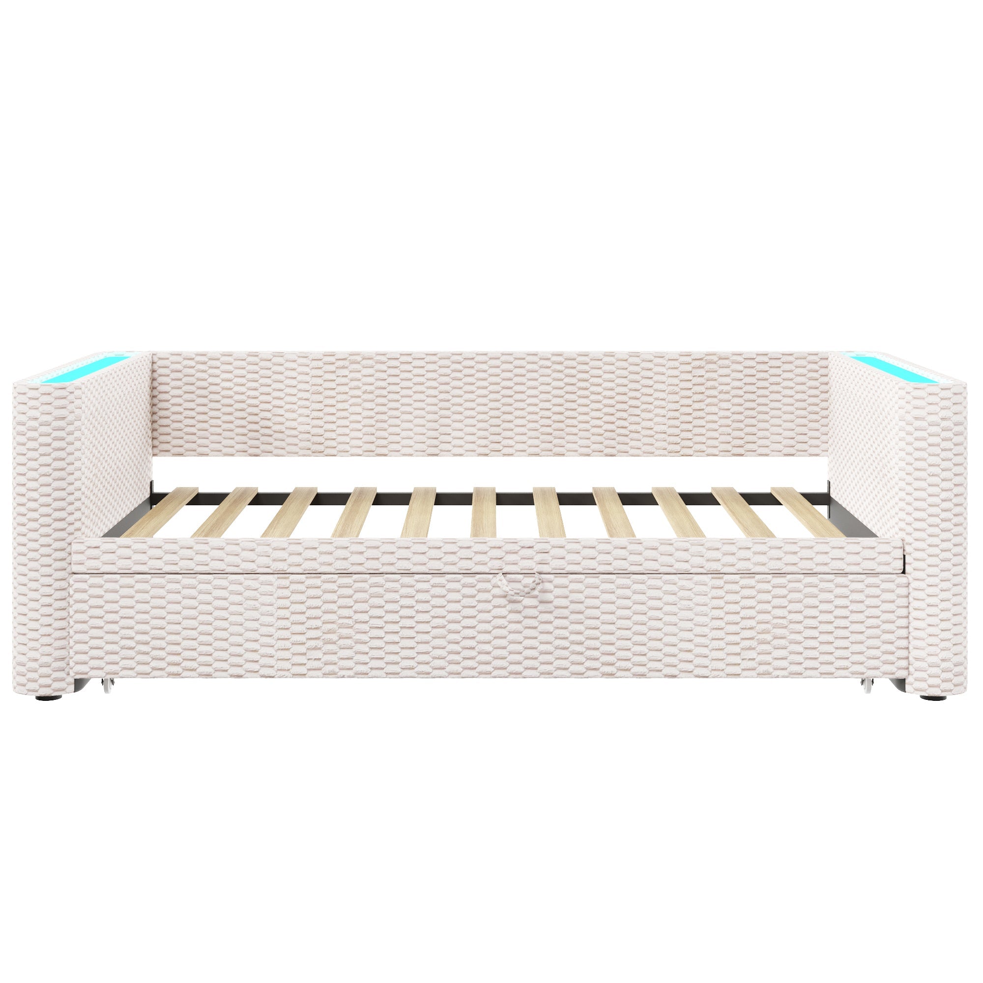 Logidon dagbed slaapbank beige fluweel 90x200/180x200 LED