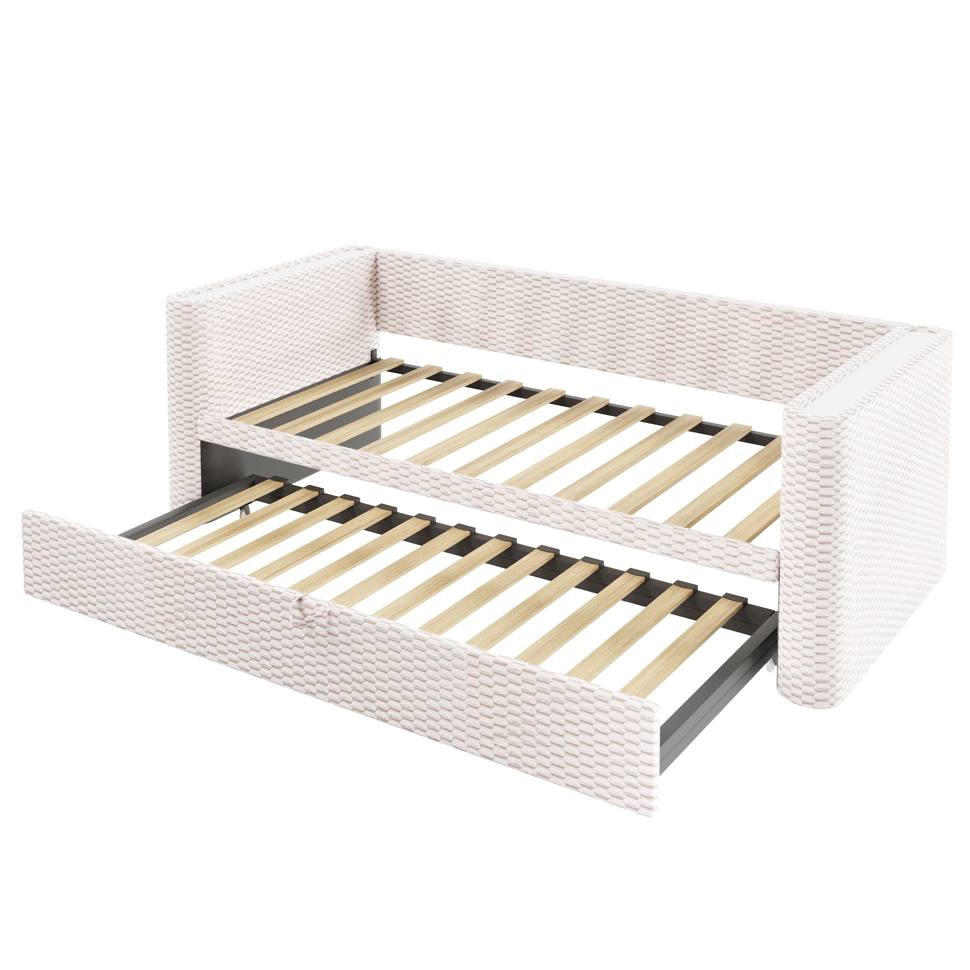 Logidon dagbed slaapbank beige fluweel 90x200/180x200 LED