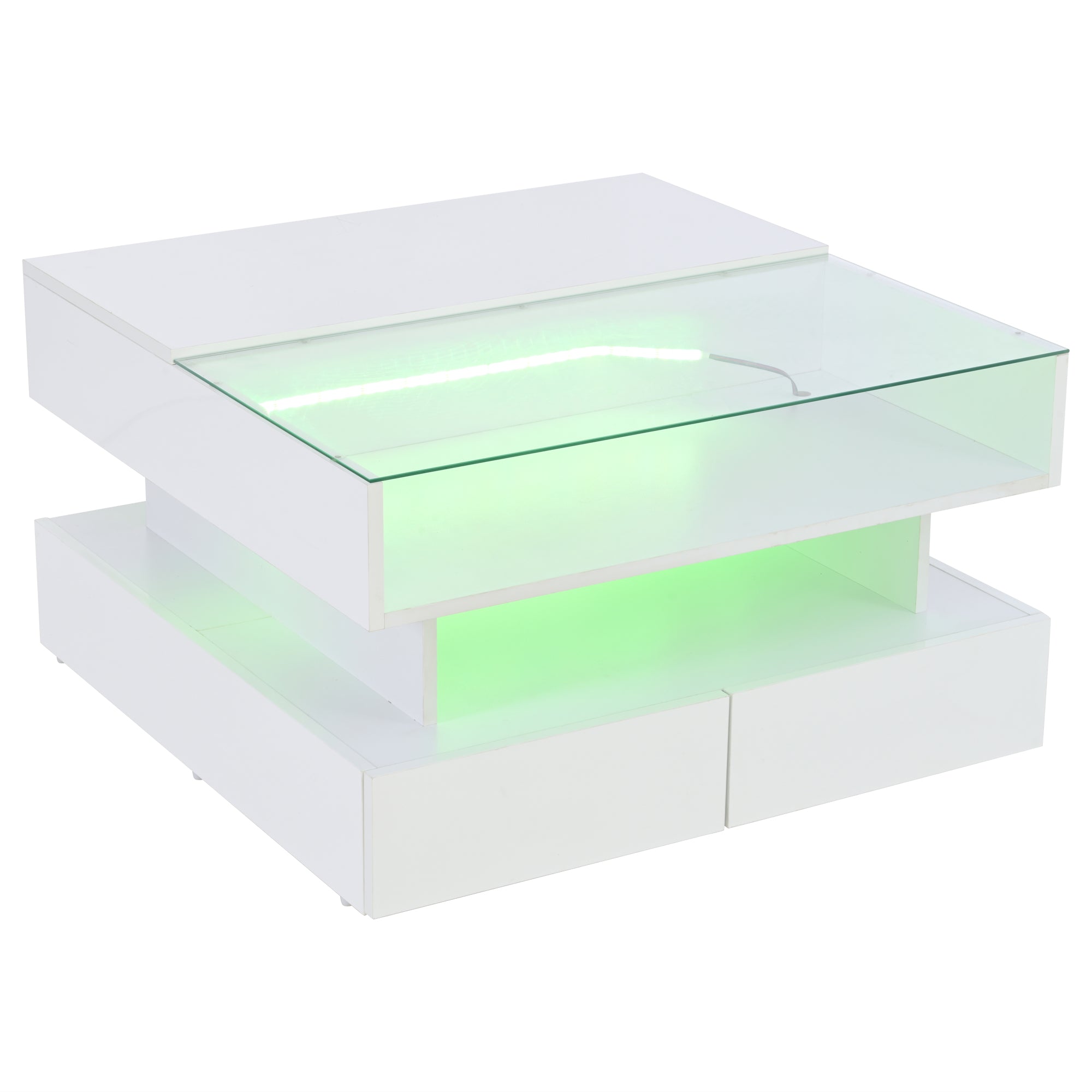 Logidon In hoogte verstelbare salontafel 80x80 cm witte LED opbergruimte