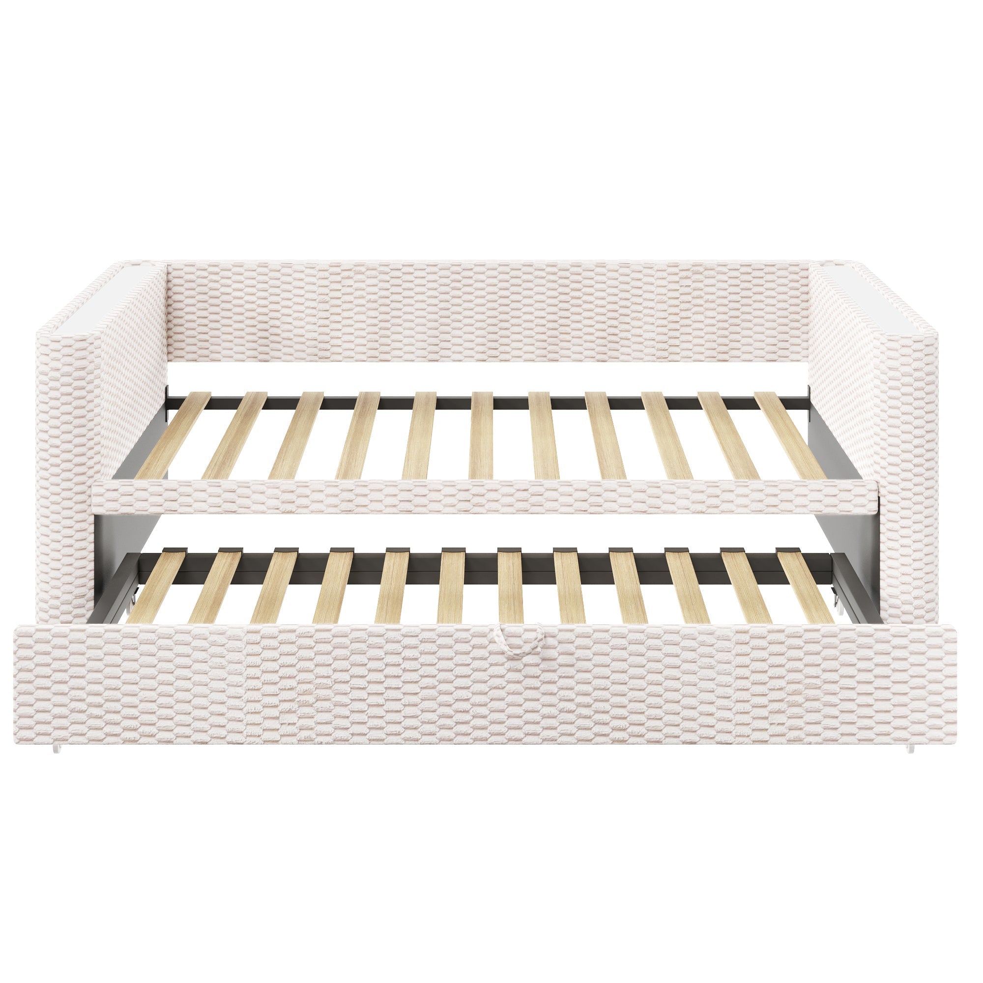 Logidon dagbed slaapbank beige fluweel 90x200/180x200 LED