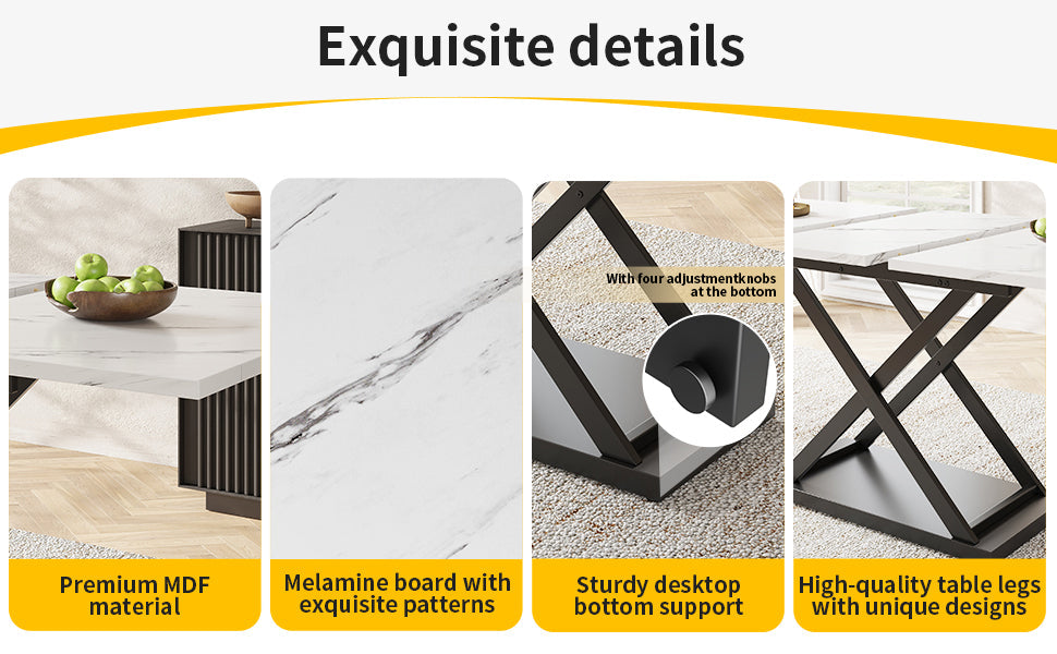 Logidon uitschuifbare eettafel 120-160 x 80 cm wit marmerlook