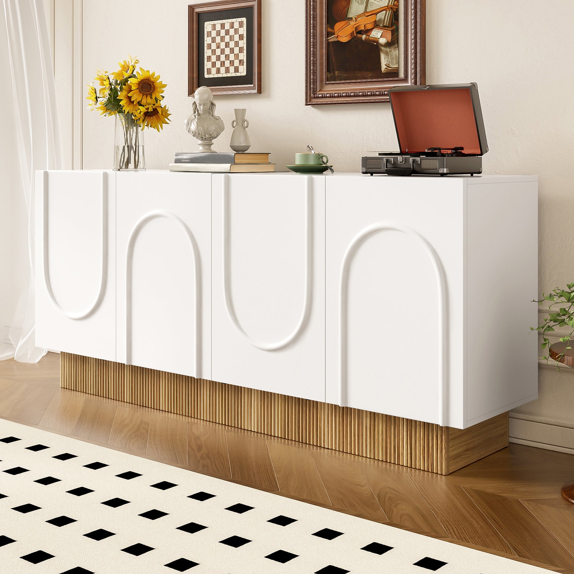 Logidon dressoir 160x38x75 cm wit met U-reliëf design