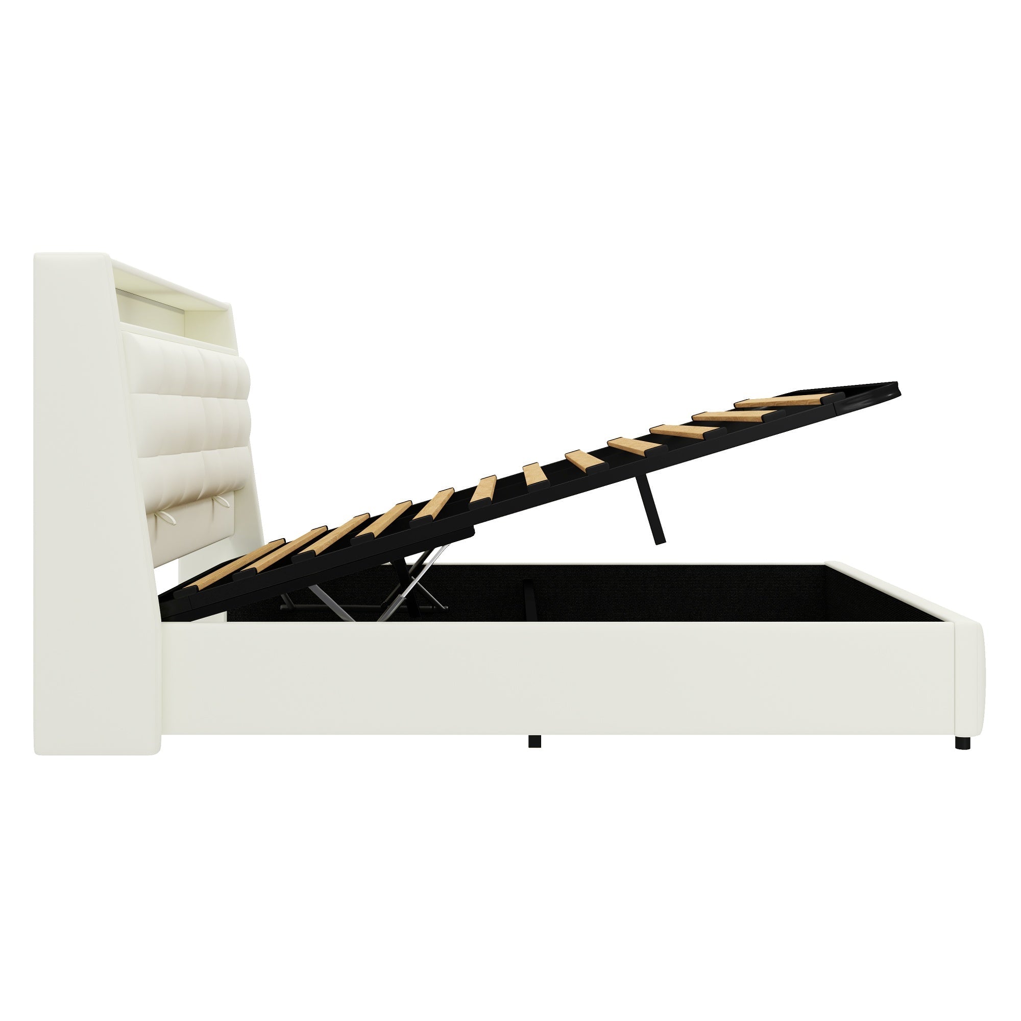 Logidon gewatteerd platformbed 160x200 met LED-licht en USB wit