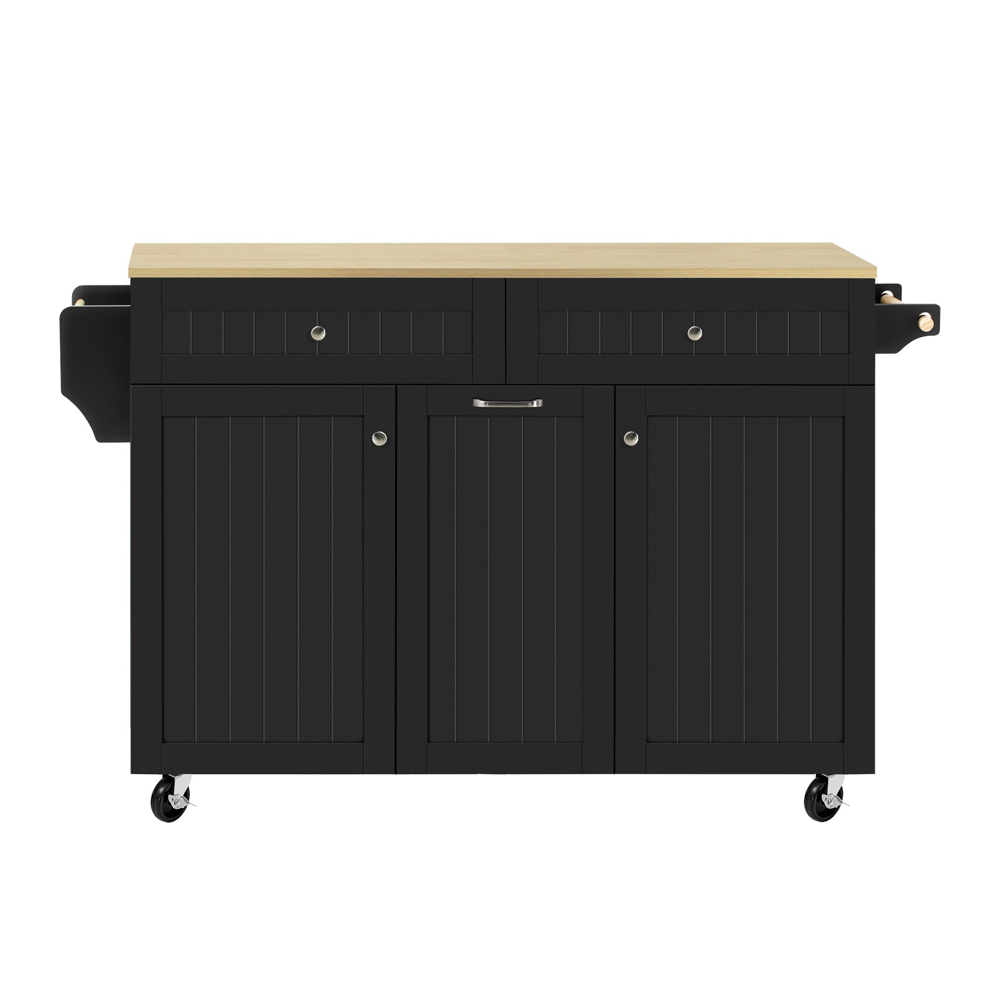 Logidon keukeneiland op wielen zwart 139x70x92 uitschuifbare eethoek
