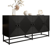Logidon Moderne Zwarte Dressoirkast 3 Dubbele Deuren 160x38x75,5CM