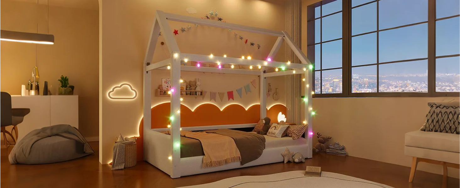 Logidon Gestoffeerd Dagbed 90x200 cm Beige Met LED Lichtstrips