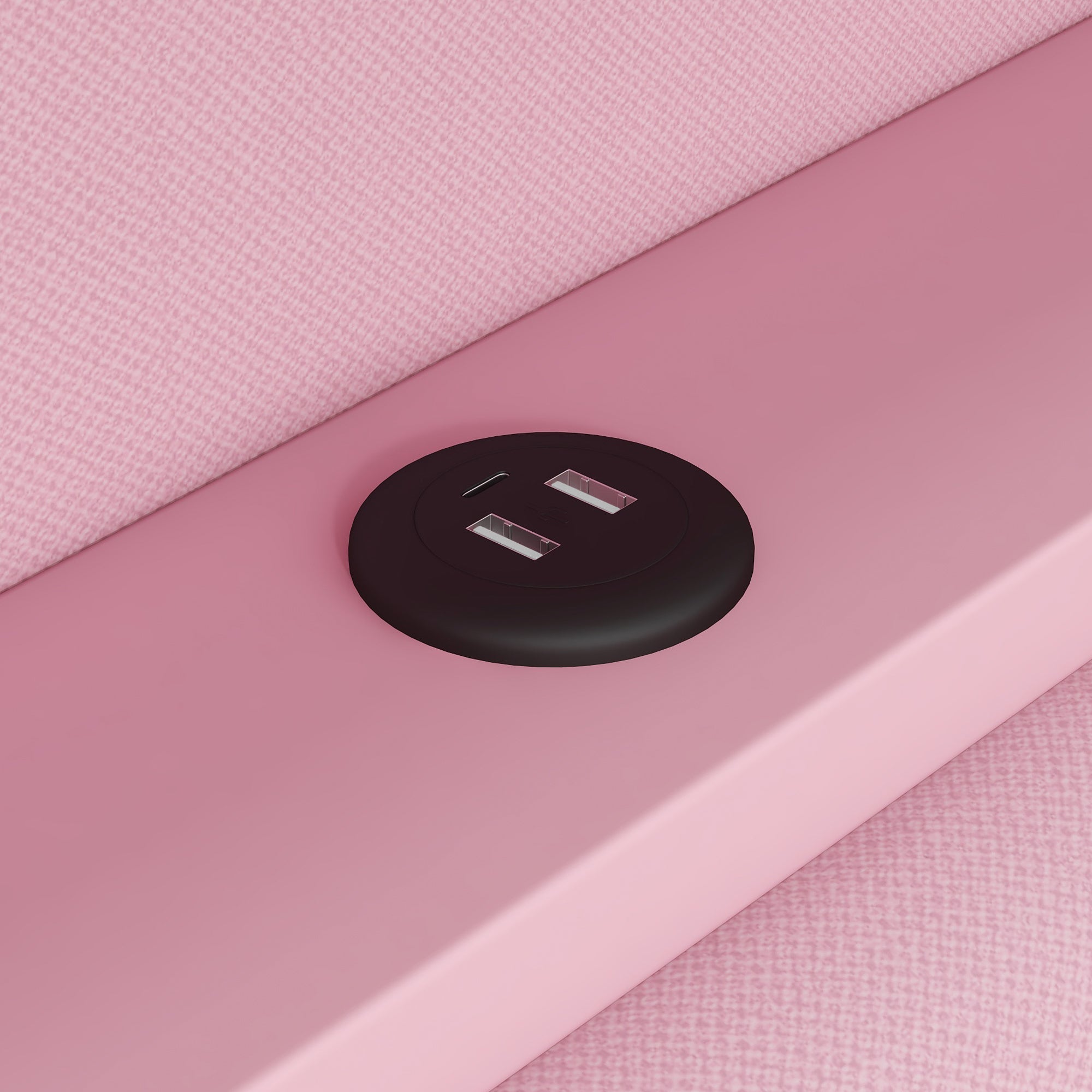 Logidon Daybed 90x200 Upholstered With USB And LED And Desk Pink