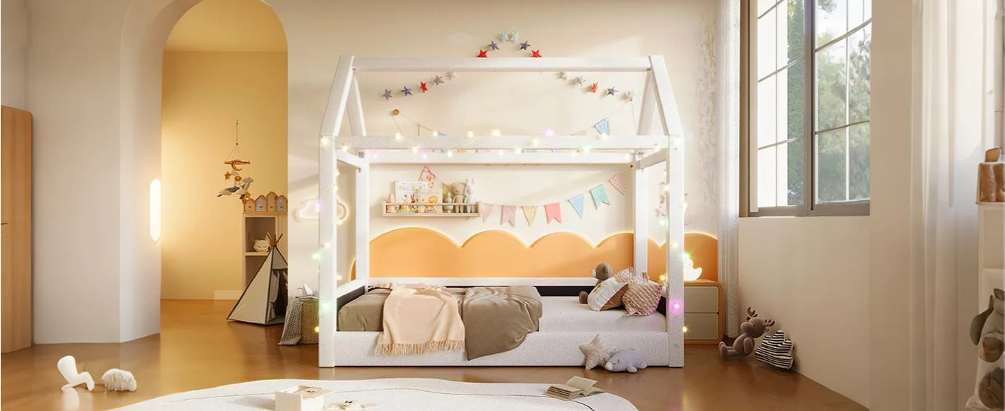 Logidon Gestoffeerd Dagbed 90x200 cm Beige Met LED Lichtstrips