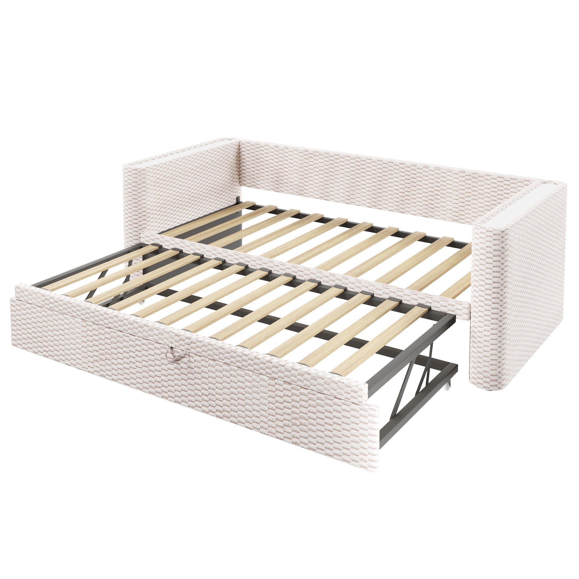 Logidon dagbed slaapbank beige fluweel 90x200/180x200 LED