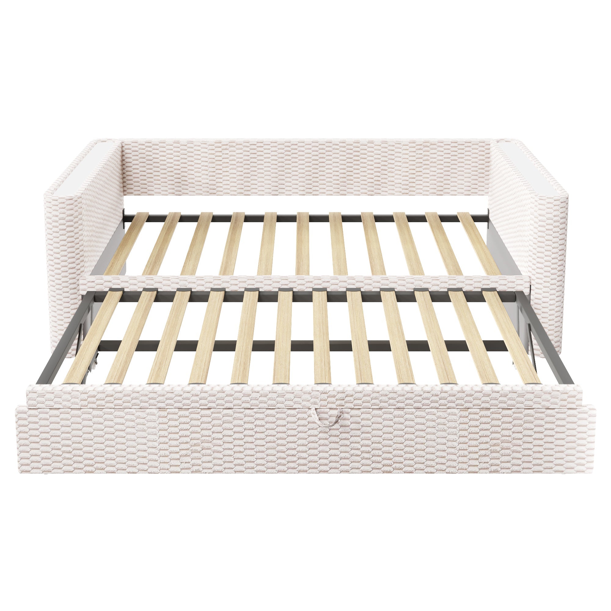 Logidon dagbed slaapbank beige fluweel 90x200/180x200 LED