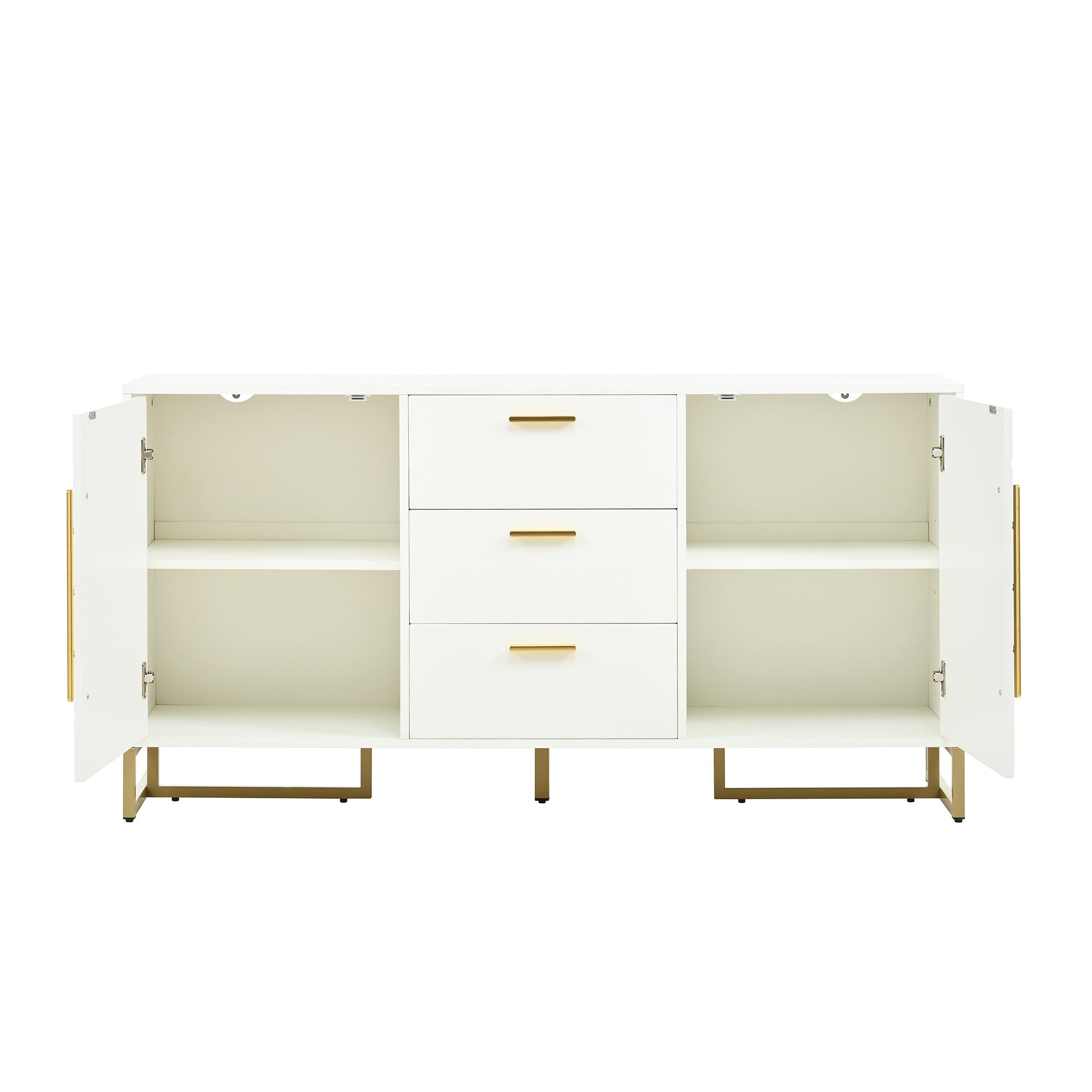 Logidon dressoir wit visgraatpatroon 145x40x75 cm 3 lades
